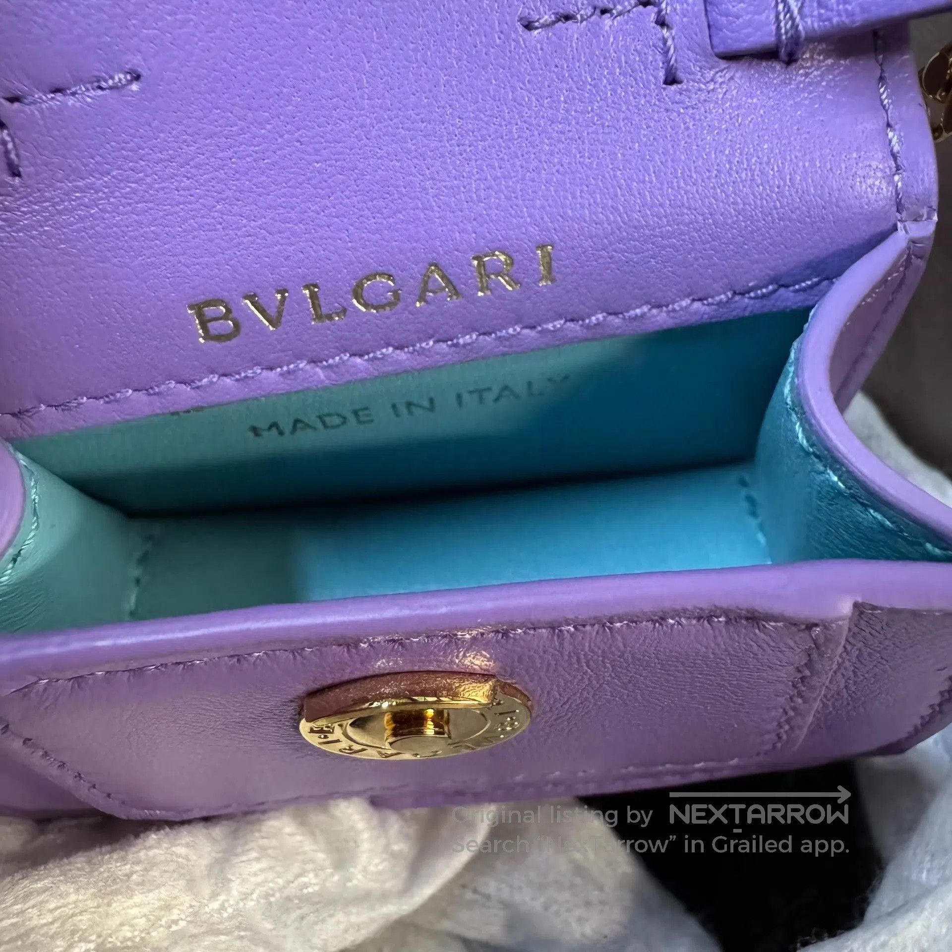 Bvlgari Purple Mini Crossbody Bag with Gold Snake Clasp. Size ONE SIZE - 8 Thumbnail
