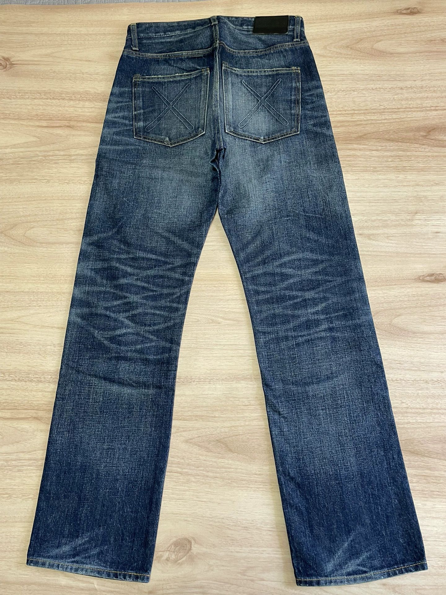 Original Fake OF KAWS Red Waist Washed Jeans New 38.2cm Waist Size US 29 - 2 Thumbnail