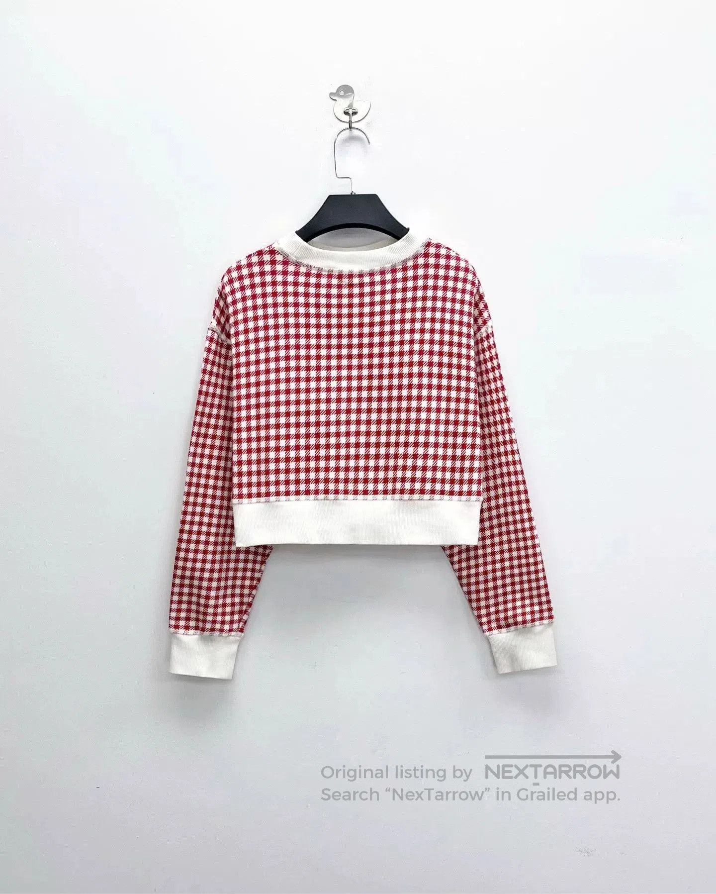Miu Miu miu miu red check logo cropped sweatshirt. Size S / US 4 / IT 40 - 2 Thumbnail