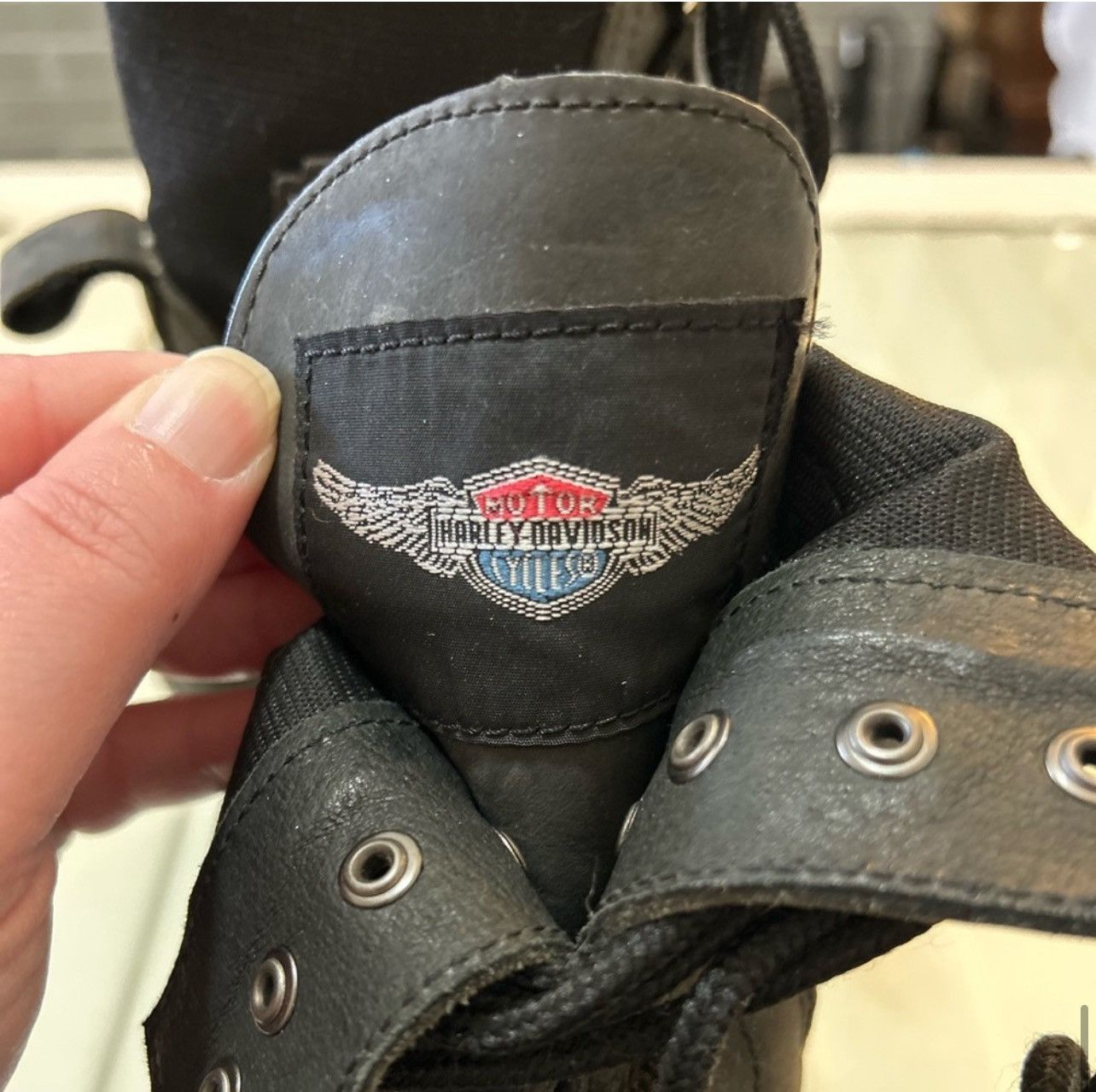 Harley Davidson × Vintage VTG 90s Harley Davidson Black Leather Moto Combat Boots Sz 8 Size US 8 / IT 38 - 4 Thumbnail