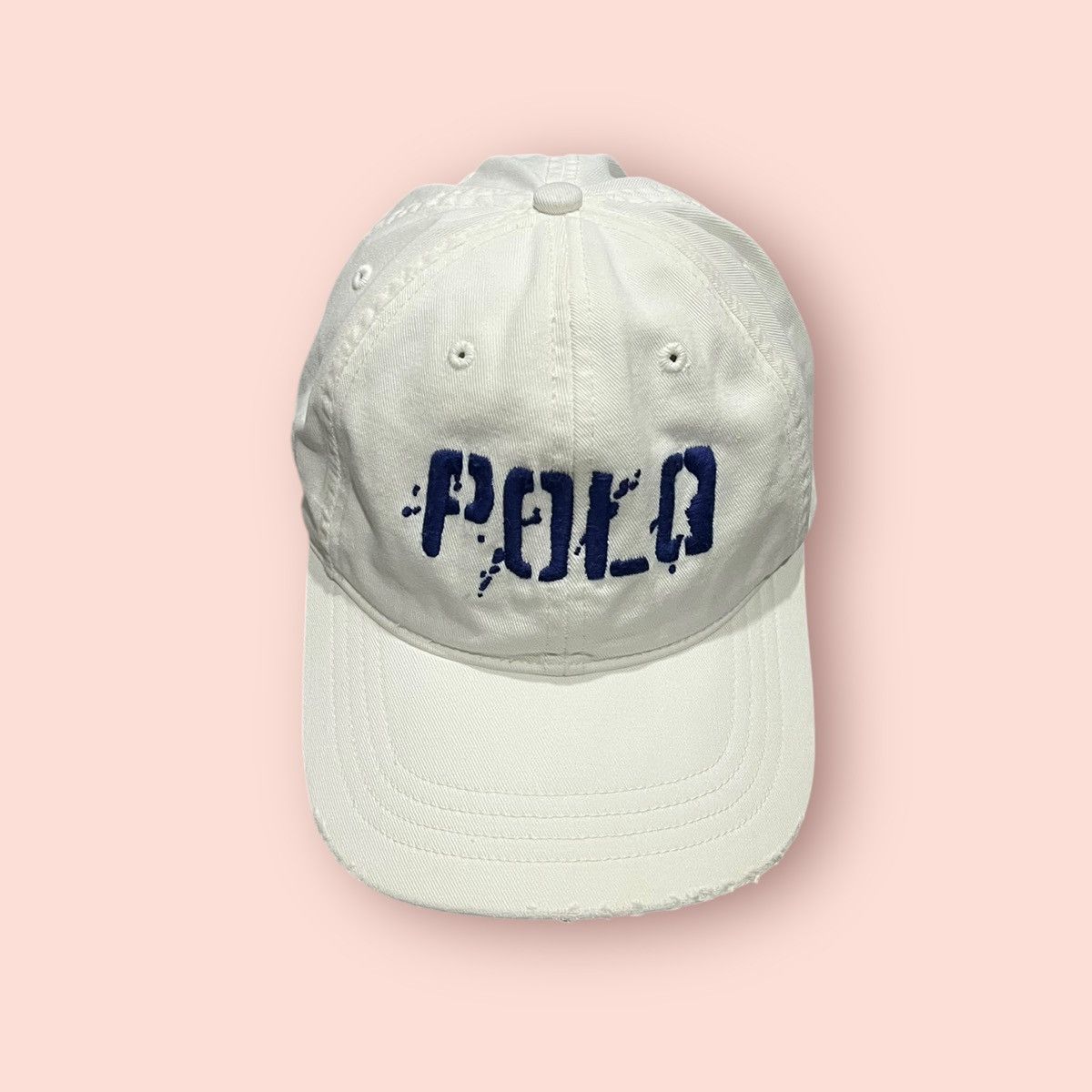 Polo Ralph Lauren × Ralph Lauren × Vintage VINTAGE POLO SPELL OUT DISTRESSED VISOR STRAPBACK CAP Size ONE SIZE - 1 Thumbnail