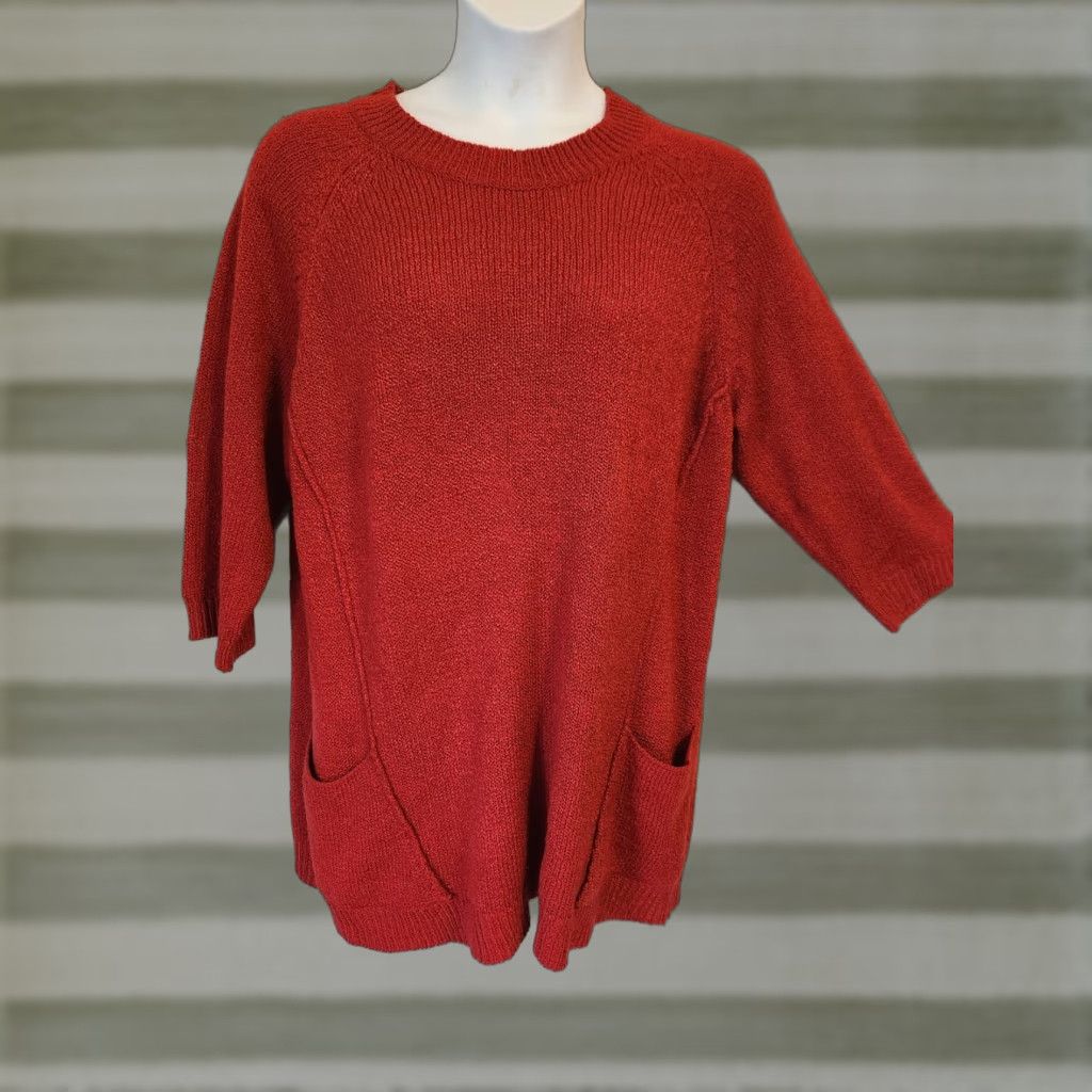 Avenue Avenue Sweater Shirt Tunic 2X Plus Red Crew Neck Long Sleeve Winter Fall Size XXL / US 16-18 / IT 52-54 - 1 Thumbnail