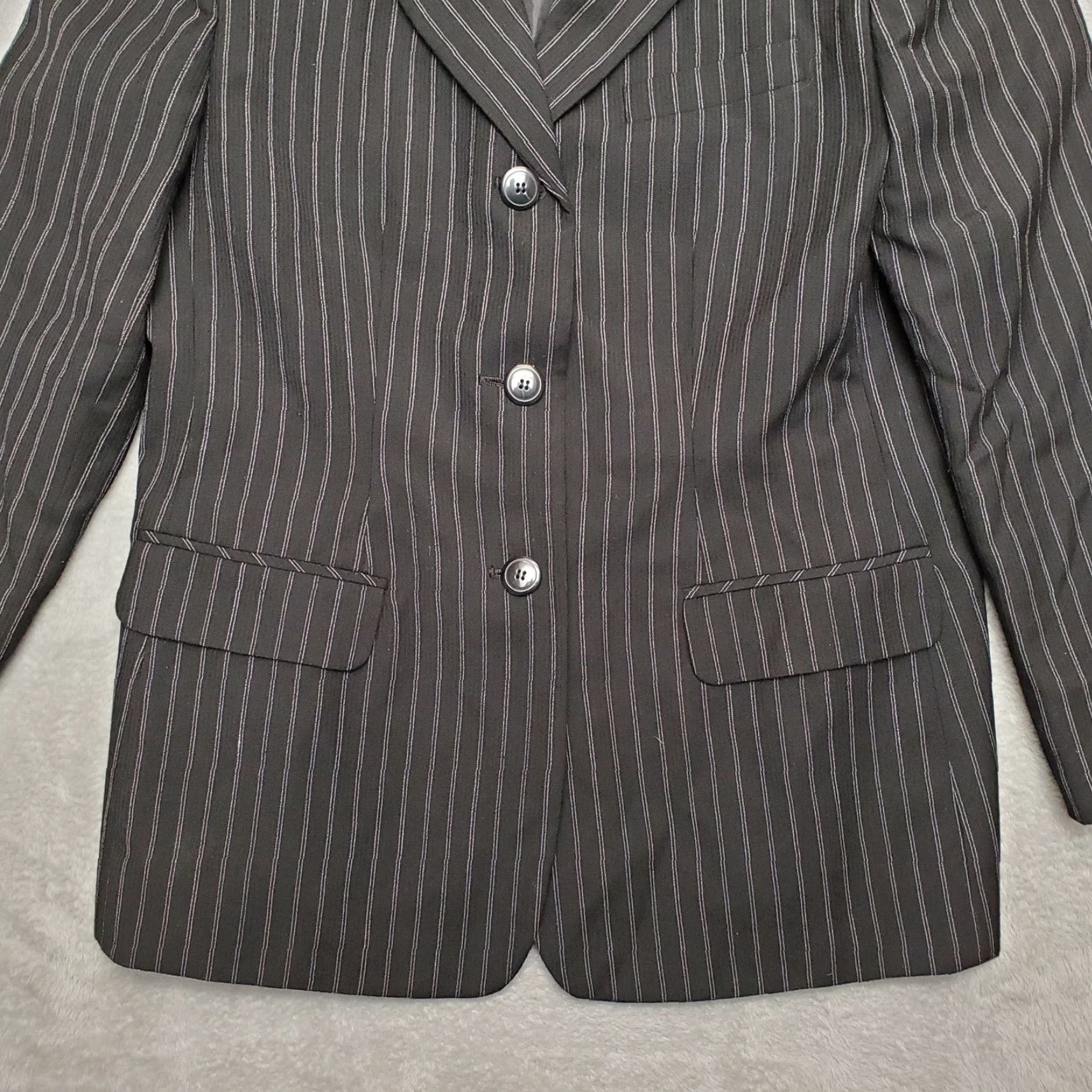 Vintage Mark Alexander Jacket Women Sz 12 Black Striped Classic Professional Wool Blazer Size XL / US 12-14 / IT 48-50 - 3 Thumbnail