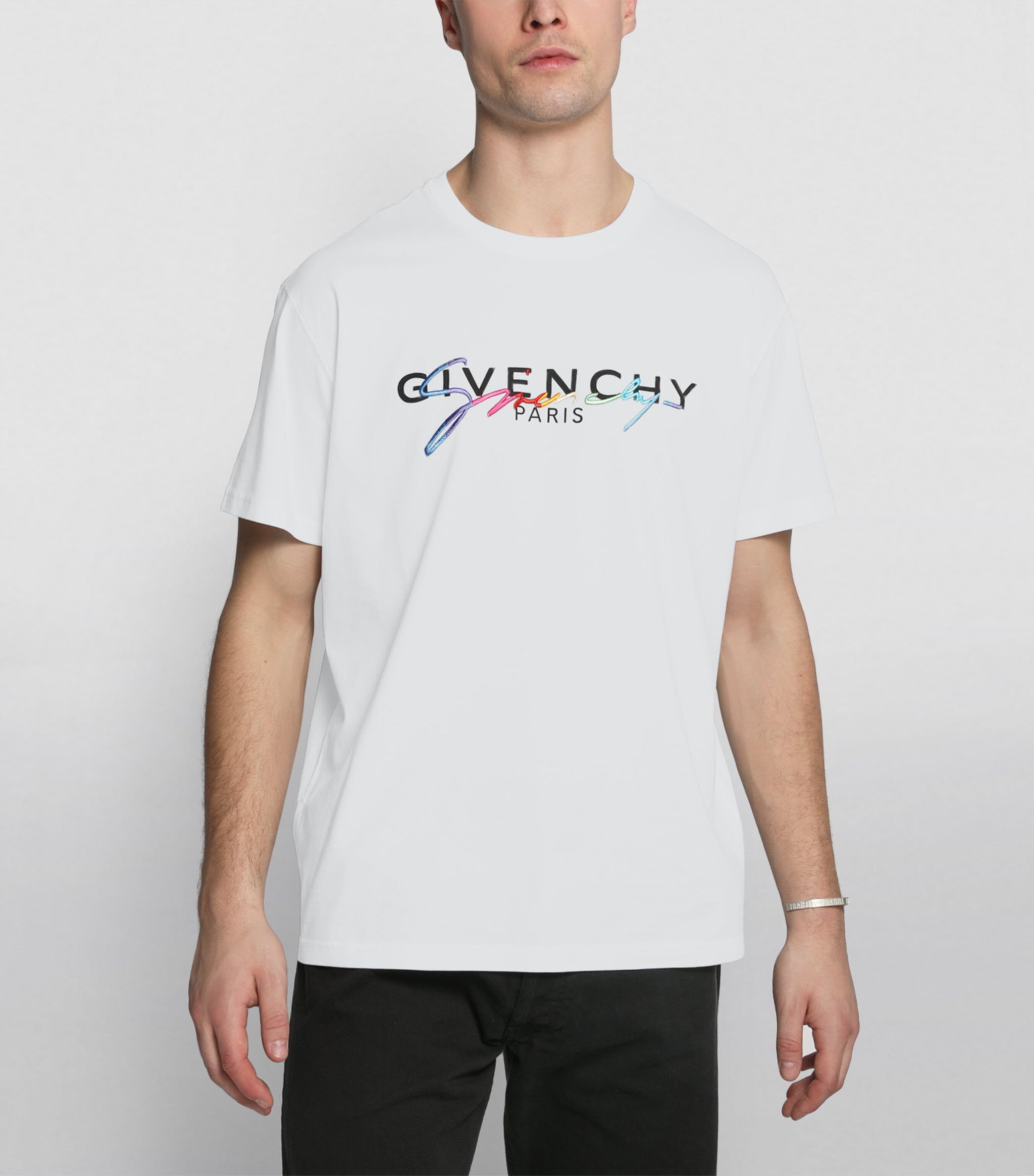 Givenchy White Rainbow Signature Logo T-Shirt Size US XL / EU 56 / 4 - 2 Thumbnail