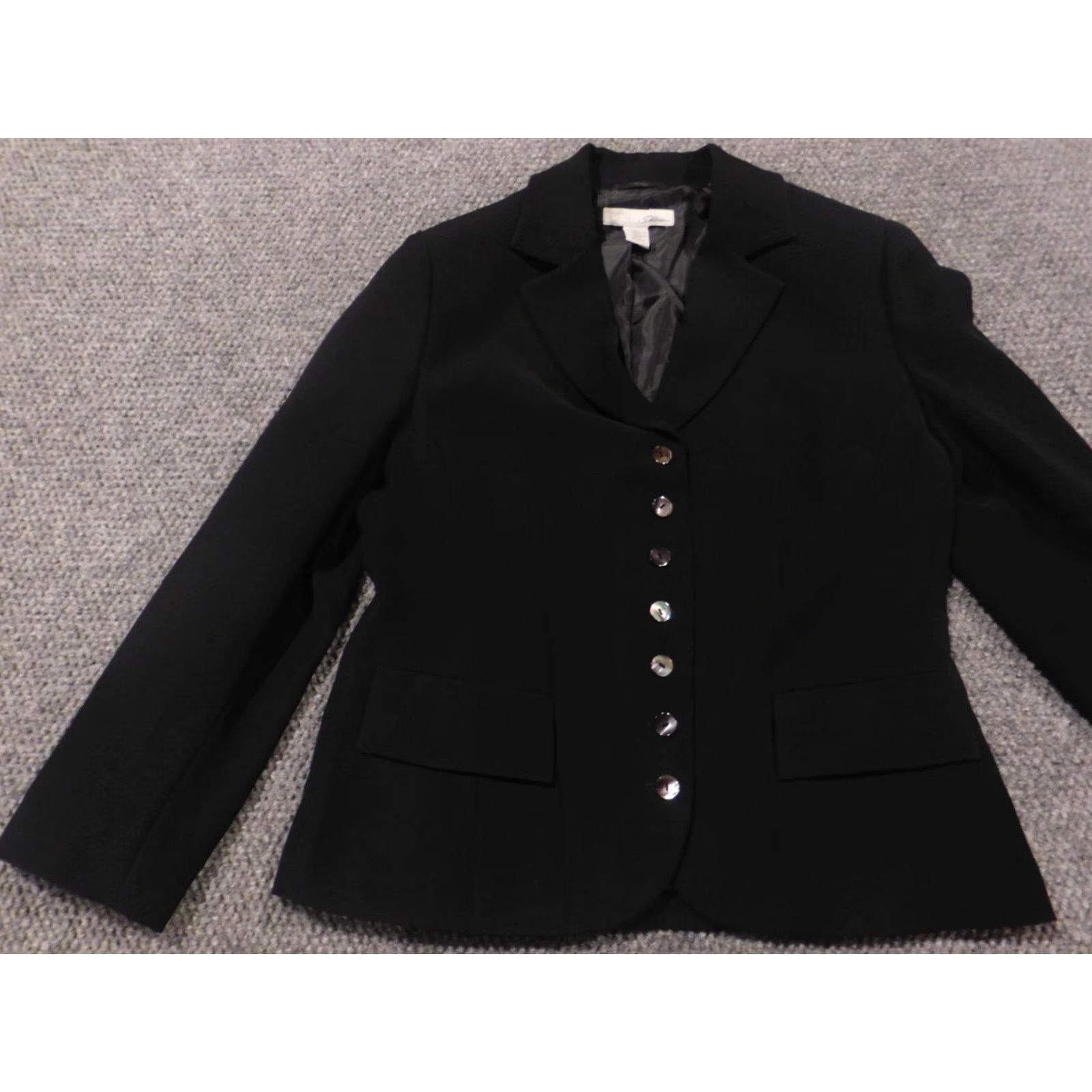 Vintage Chicos Blazer Jacket Black 2 Button Formal Mid-Length Long Sleeve Women Embroidered Polyester Lining Cotton Outer Shell Velvet? Size XS / US 0-2 / IT 36-38 - 3 Thumbnail