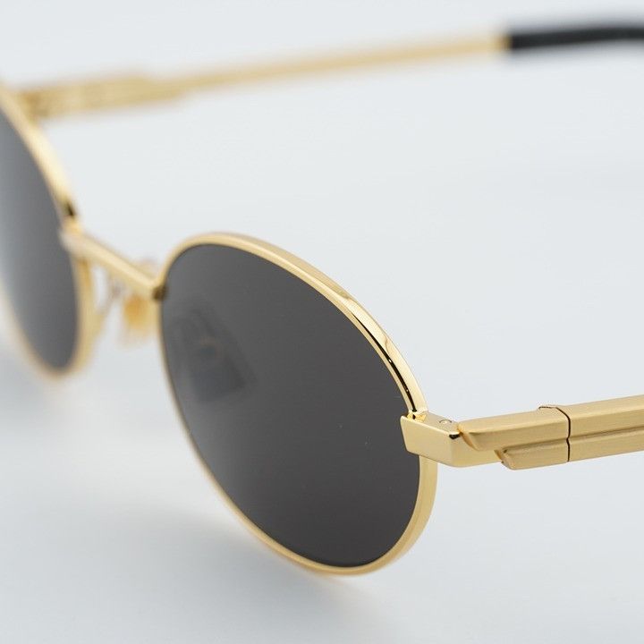 Bottega Veneta Bottega Veneta BV1470S 001 Sunglasses Gold Oval Frame, Grey Size ONE SIZE - 10 Thumbnail