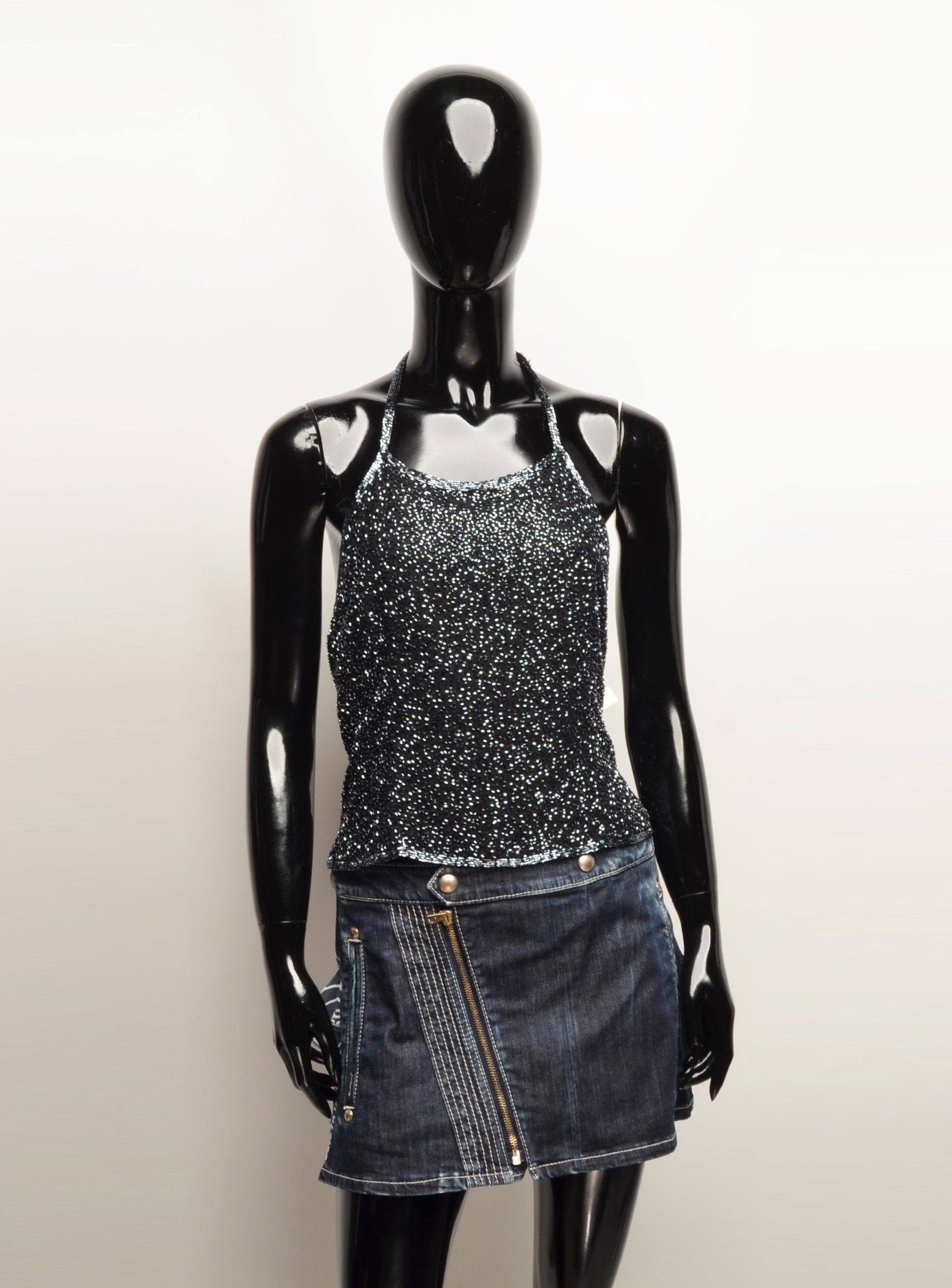 Vintage Vintage Como 90's Beaded Silk Cropped Top Size M / US 6-8 / IT 42-44 - 1 Thumbnail
