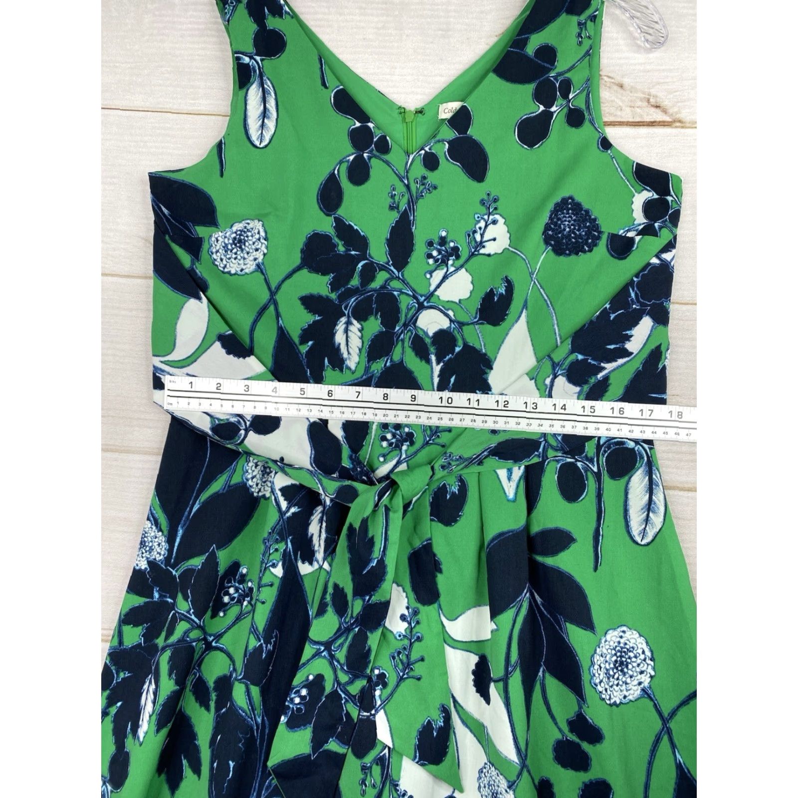 Coldwater Creek VINTAGE Coldwater Creek Maxi Dress Green Floral Classic Tie Waist V Neck Sleeveless Lined Size 10 Women's Boho Size L / US 10 / IT 46 - 5 Thumbnail