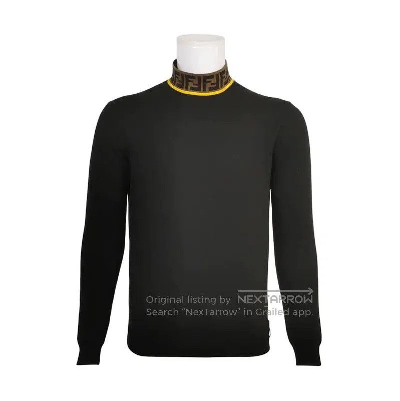 Fendi Fendi Black Wool Logo Embroidered Knit Sweater . Size US S / EU 44-46 / 1 - 1 Thumbnail