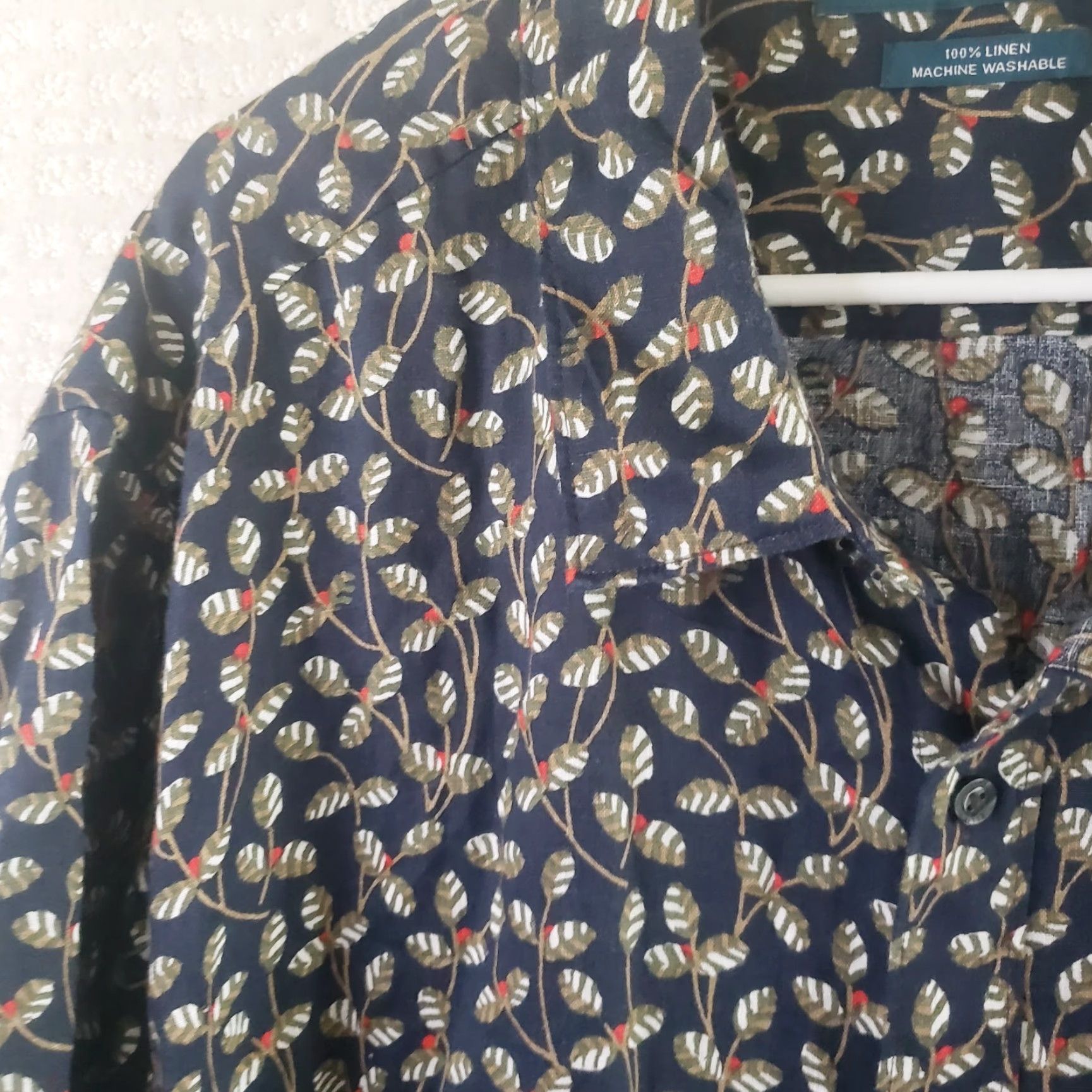 Perry Ellis Perry Ellis Shirt Mens 3X Black Linen Floral Beach Summer SS Geometric Button-Up Short Sleeve Beach Theme Mens Size US XXL / EU 58 / 5 - 5 Thumbnail