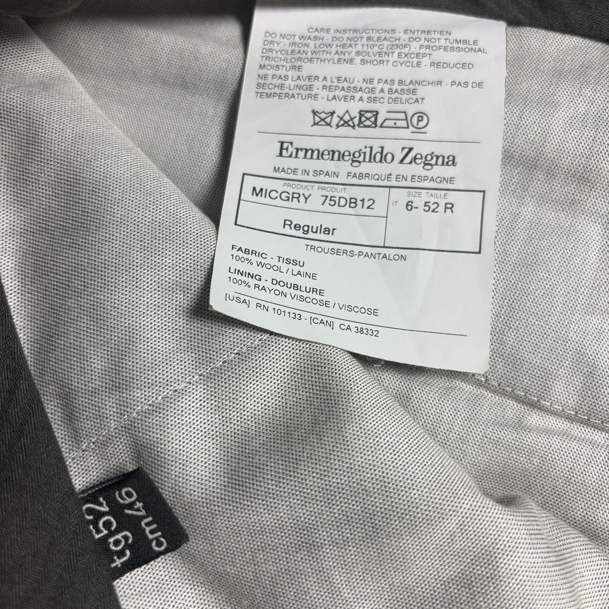 Ermenegildo Zegna Ermenegildo Zegna Mens Wool Micronsphere Gray Dress Pants Si Size 42R - 12 Thumbnail