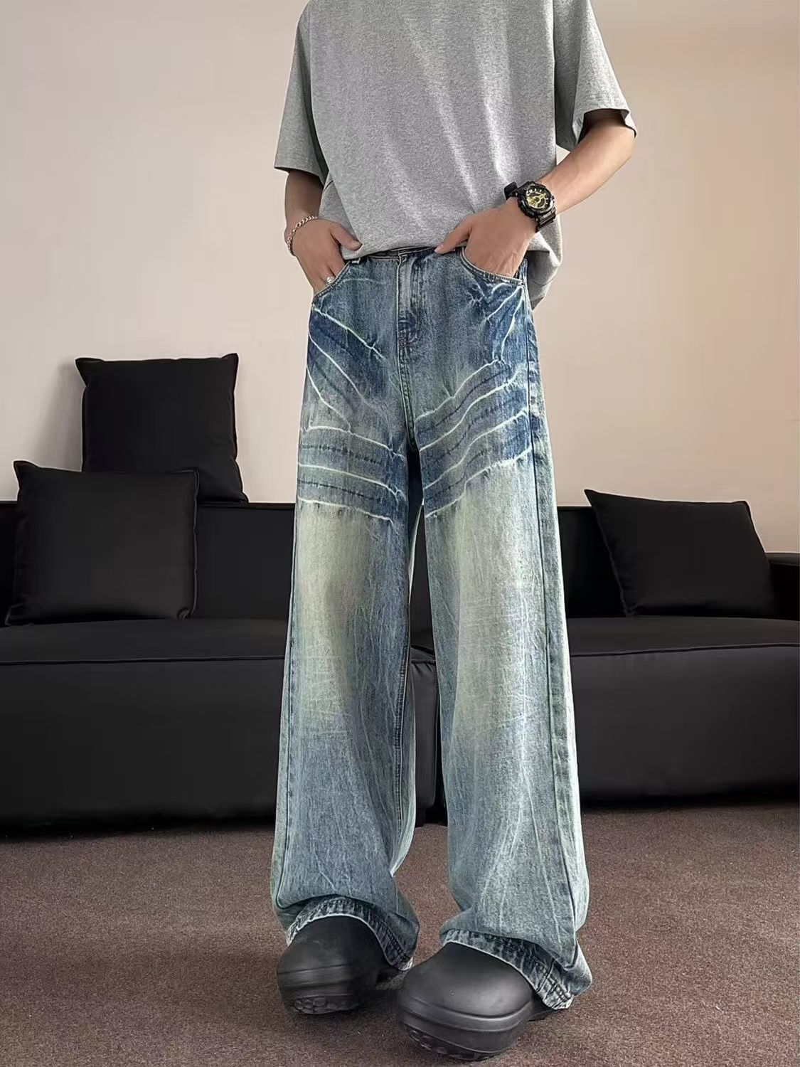 Japanese Brand × Jean Washed vintage wide-leg loose casual blue jeans Size US 32 / EU 48 - 3 Thumbnail