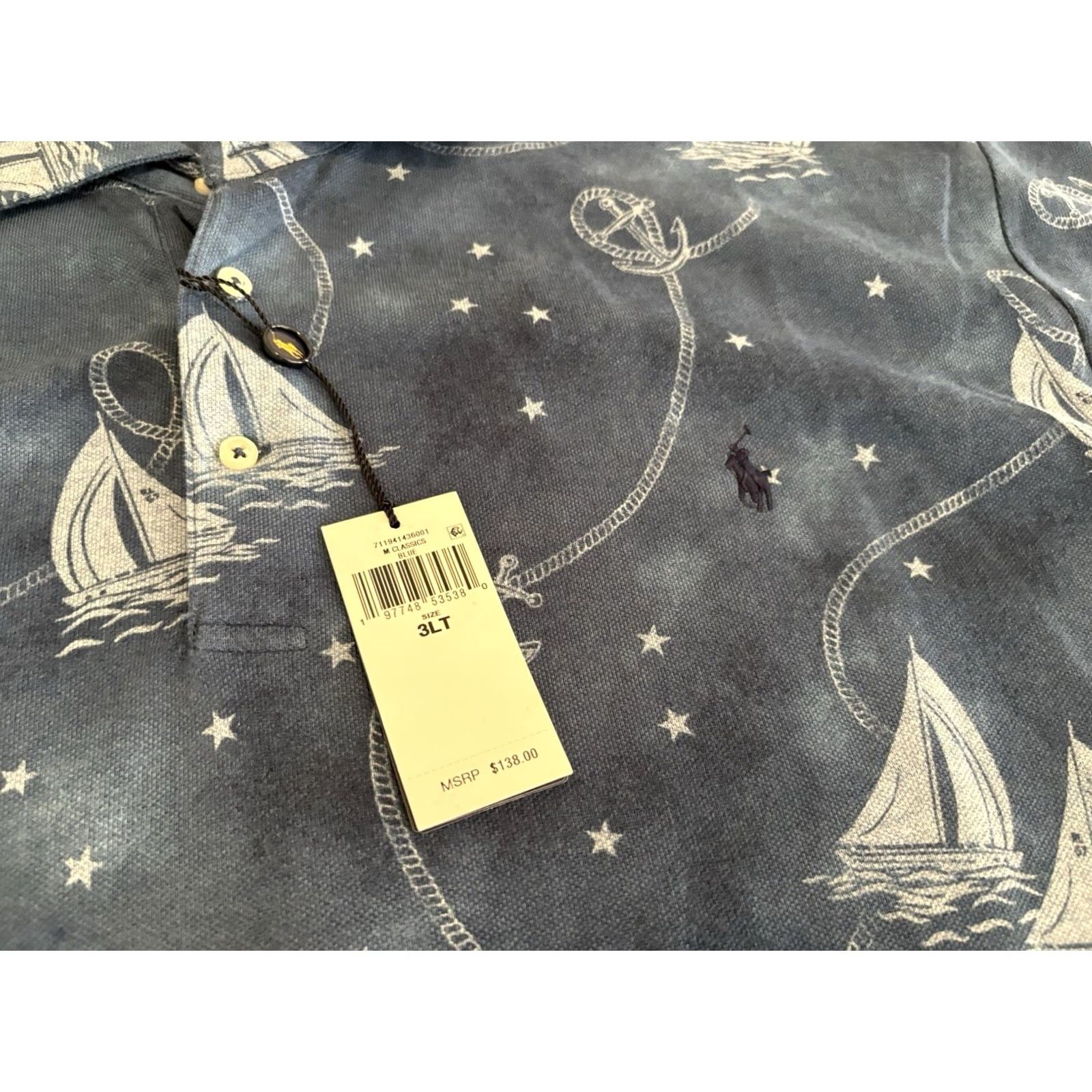Polo Ralph Lauren Polo Ralph Lauren Polo Blue Short Sleeve Shirt Oceans Voyage Mens 3XLT NWT Cotton Size US XXL / EU 58 / 5 - 4 Thumbnail