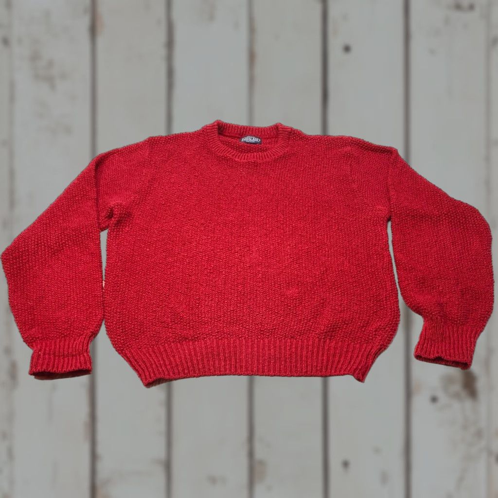 Lands' End VINTAGE Lands' End Sweater Men's Large Red Heavy Knit Pullover Casual Made in USA Size US L / EU 52-54 / 3 - 1 Thumbnail