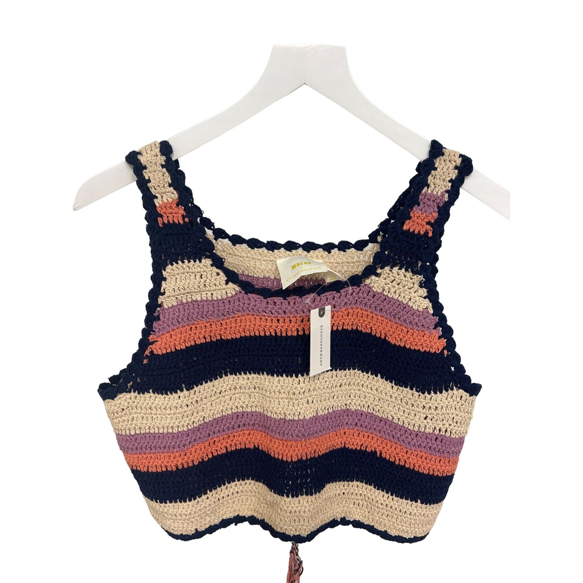 Anthropologie Maeve Crochet Cropped Top With Open Back Tie Detail Size S / US 4 / IT 40 - 4 Thumbnail
