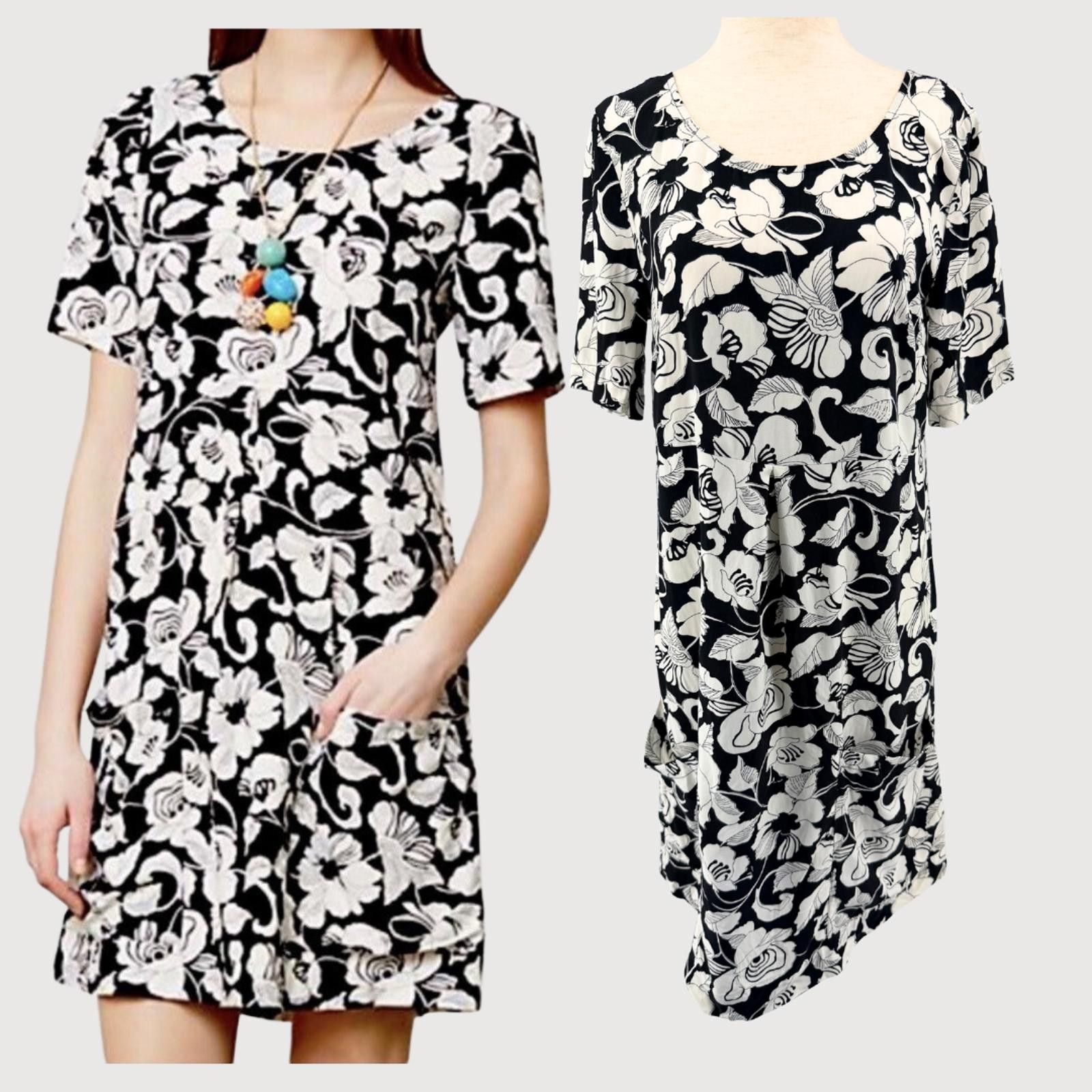 Other Anthropologie Maeve Zola Floral Shift Dress Black Ivory 2 Size XS / US 0-2 / IT 36-38 - 1 Thumbnail