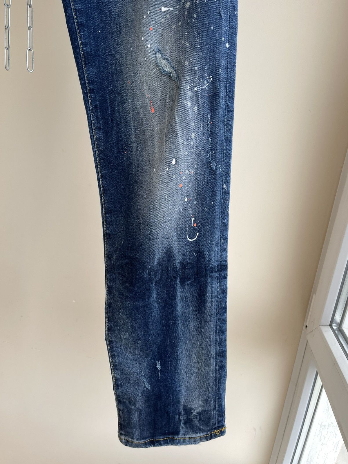 Dsquared2 Icon Slim Jean Distressed Wash Denim Paint-Splattered Jeans Size US 32 / EU 48 - 10 Thumbnail
