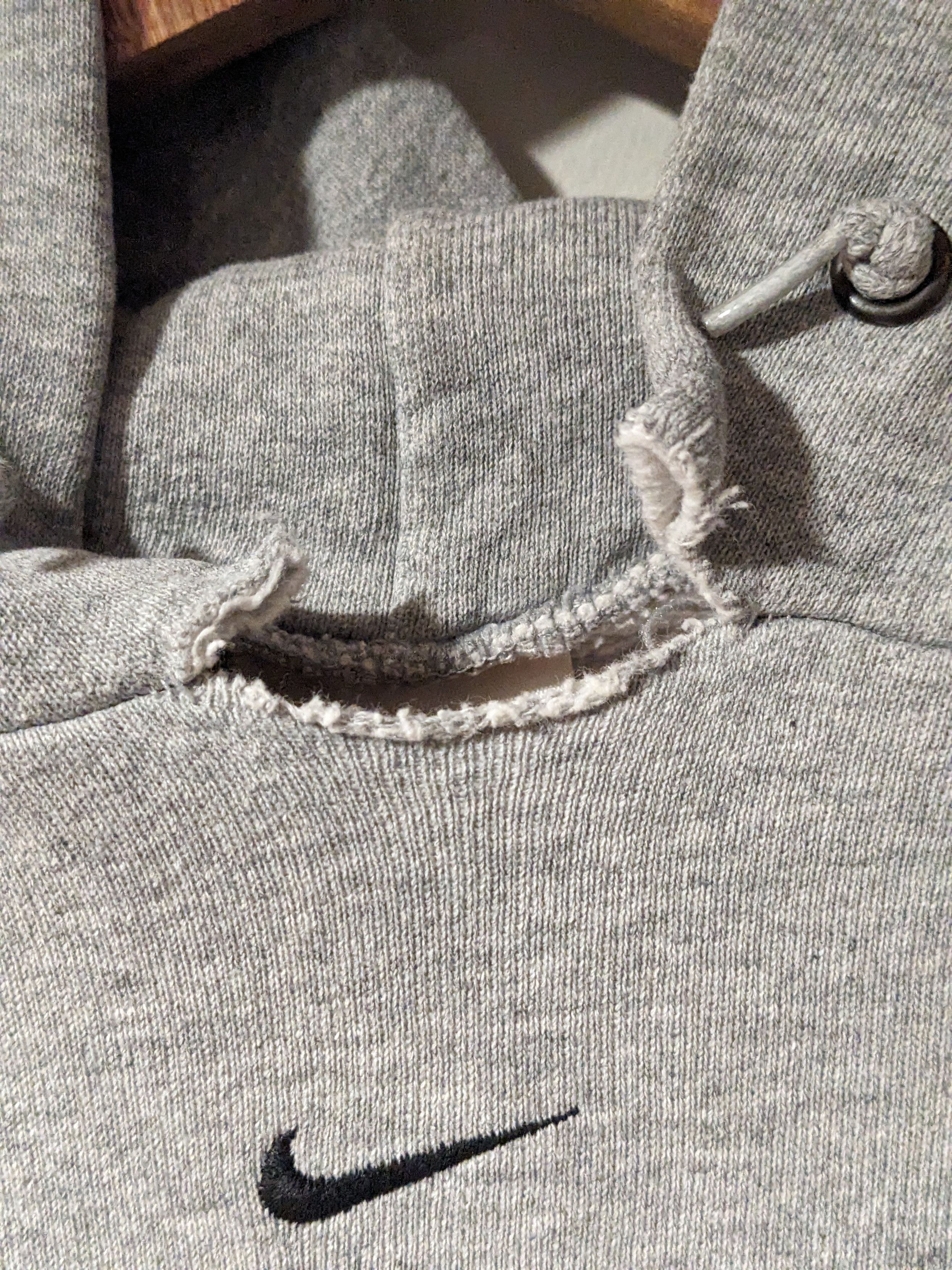 Nike × Vintage Vintage 90s Nike Center Swoosh Essential Gray Large Hoodie Size US L / EU 52-54 / 3 - 4 Thumbnail