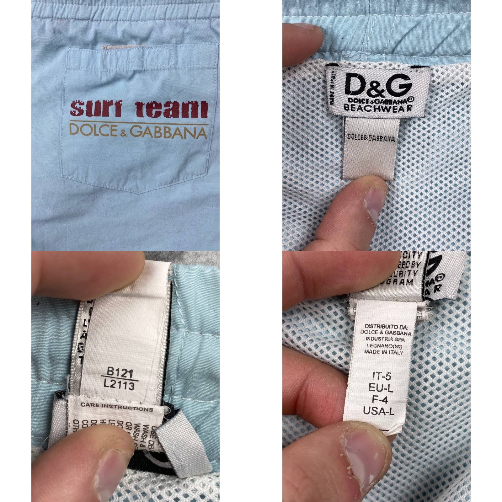 Dolce & Gabbana VINTAGE Dolce&Gabbana Surf Team Swim Shorts Men L Blue Size US 33 - 8 Thumbnail