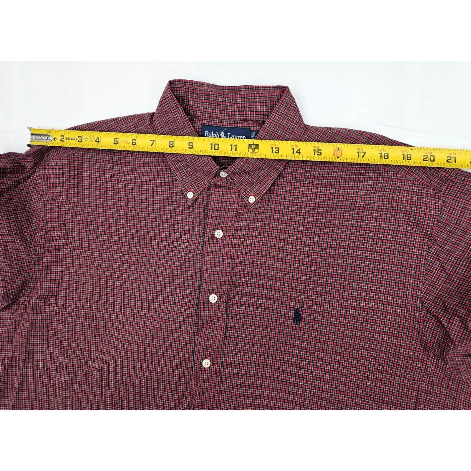 Polo Ralph Lauren VINTAGE Polo Ralph Lauren Yarmouth Oxford Shirt Men 55" Chest Red Green 17 34/35 XL-XXL Button-Down Collar SVG? Size US XXL / EU 58 / 5 - 5 Thumbnail