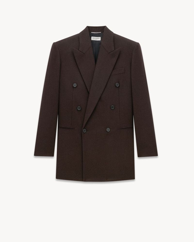 Saint Laurent Paris oc11z0126 803956 Jacket in Cashmere Flannel in Marron Size US L / EU 52-54 / 3 - 1 Thumbnail