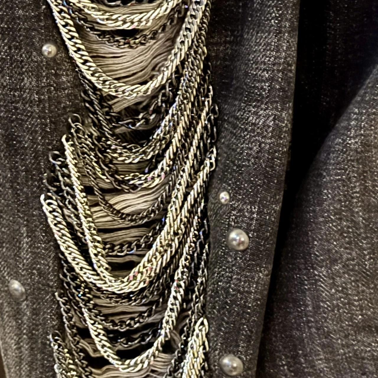 Polo Ralph Lauren Ralph Lauren Women's Black and Silver Chained Jacket Size M / US 6-8 / IT 42-44 - 4 Thumbnail