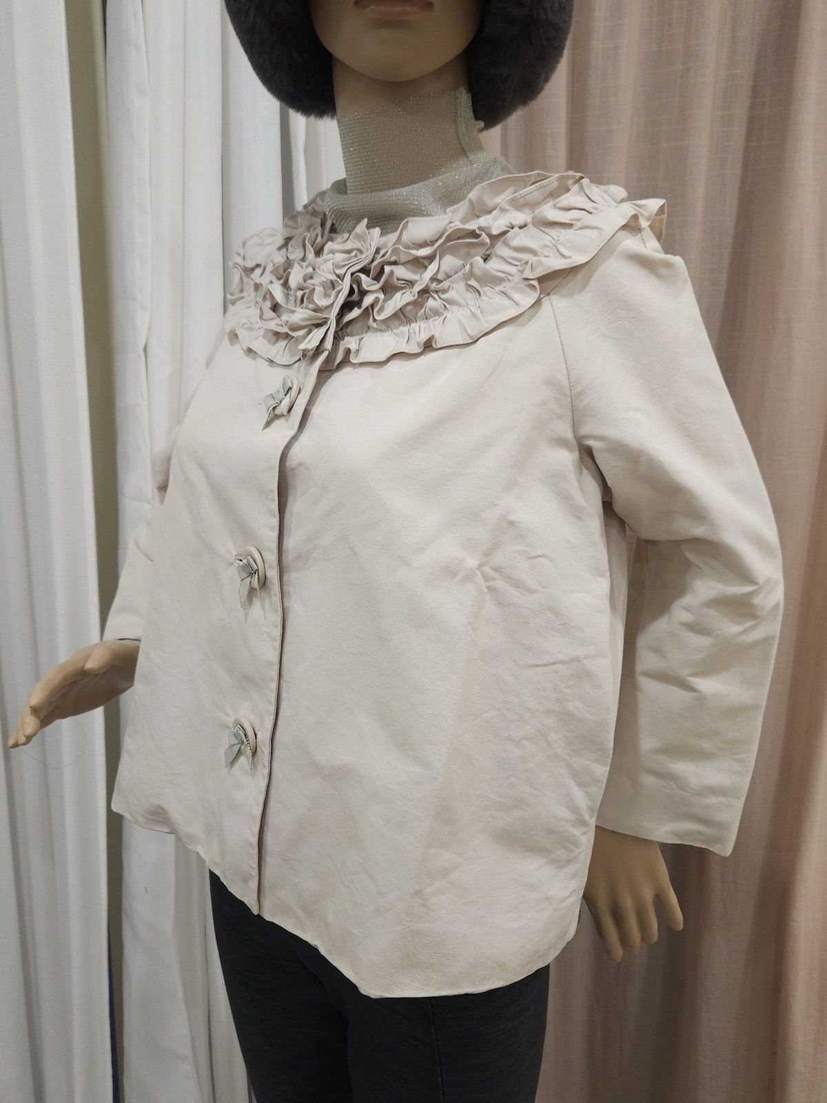 Kate Spade KATE SPADE Boat Neck Ruffled Bow Button A-Line Coat/Top Size S / US 4 / IT 40 - 3 Thumbnail