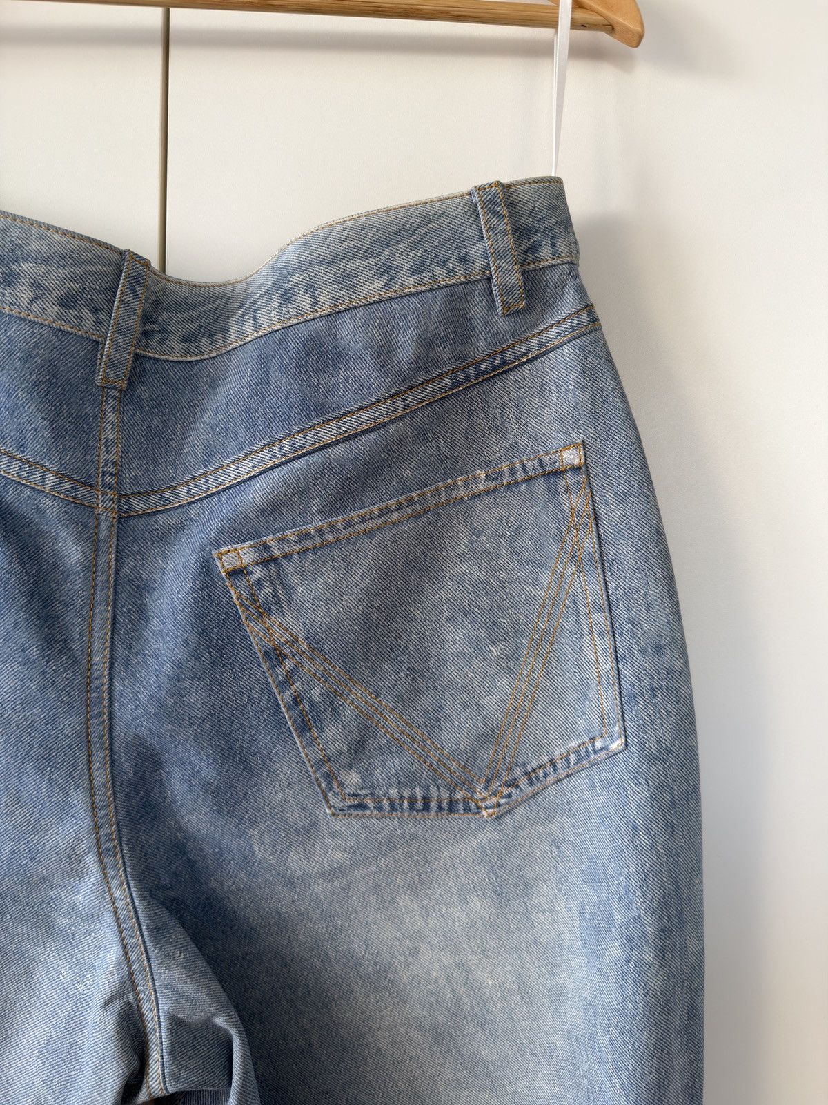 Bottega Veneta BNWT Light Blue Printed Denim Leather Straight Leg Pants 50 Size US 34 / EU 50 - 8 Thumbnail