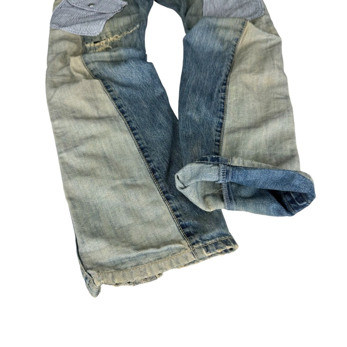 Japanese Brand ☀️LUCY Denim Two Tone Colour Patchwork Jeans Size US 33 - 3 Thumbnail
