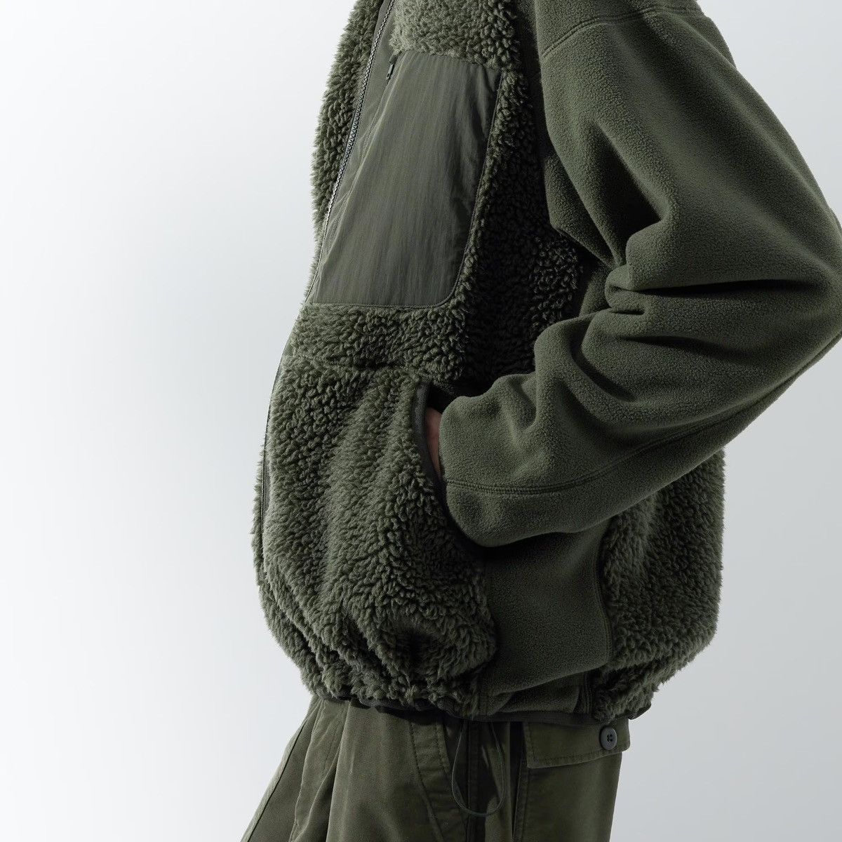 Uniqlo × White Mountaineering Medium Olive Fleece Long-Sleeve Hoodie Green Jacket Coat Size US M / EU 48-50 / 2 - 18 Thumbnail