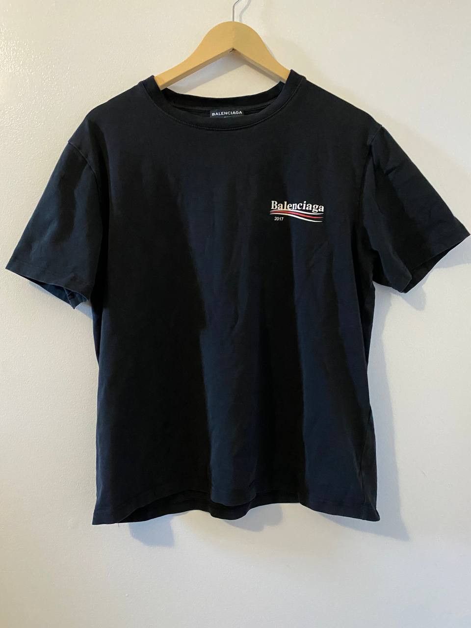 Balenciaga Balenciaga Political Campaign Logo 2017 Tee Black | Grailed