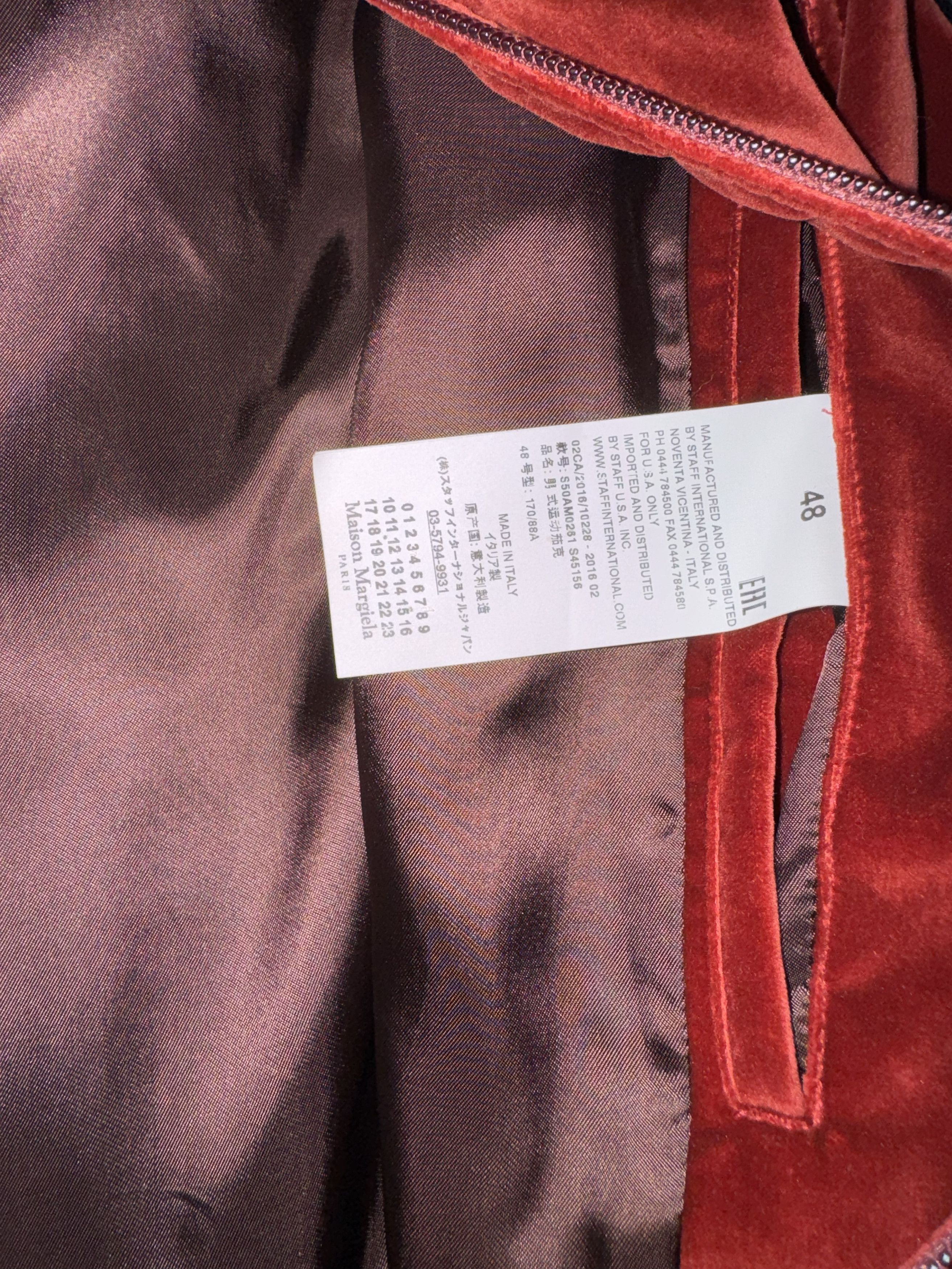Maison Margiela MM10 red velour zip jacket Size US M / EU 48-50 / 2 - 6 Thumbnail