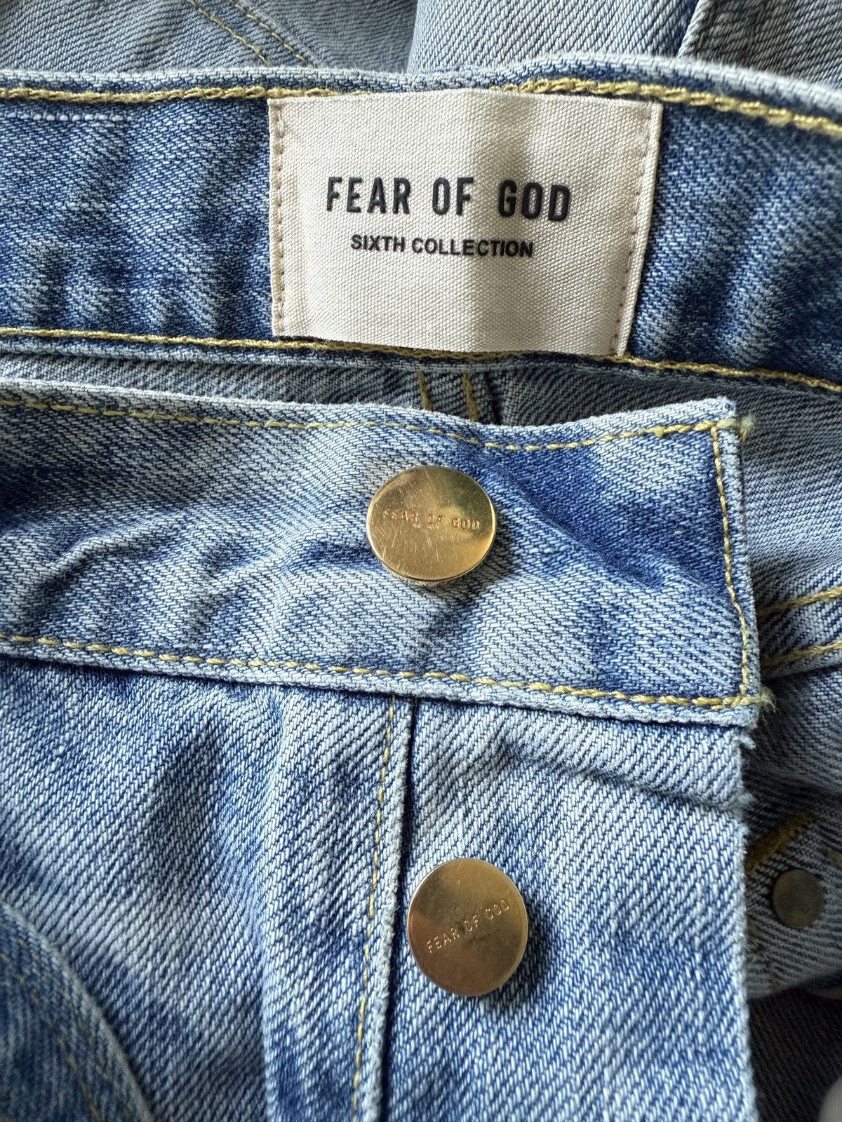 Designer × Fear of God NEW FOG 6th collection blue ripped distressed STRAIGHT JEANS Size US 32 / EU 48 - 6 Thumbnail