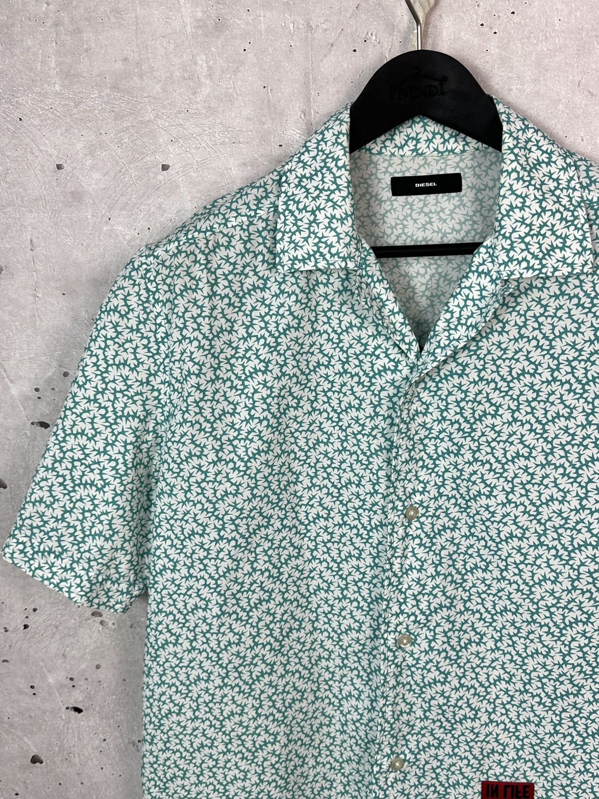 Diesel Diesel Printed Logo Button-up Short Sleeve Cotton Shirt Size US XL / EU 56 / 4 - 2 Thumbnail