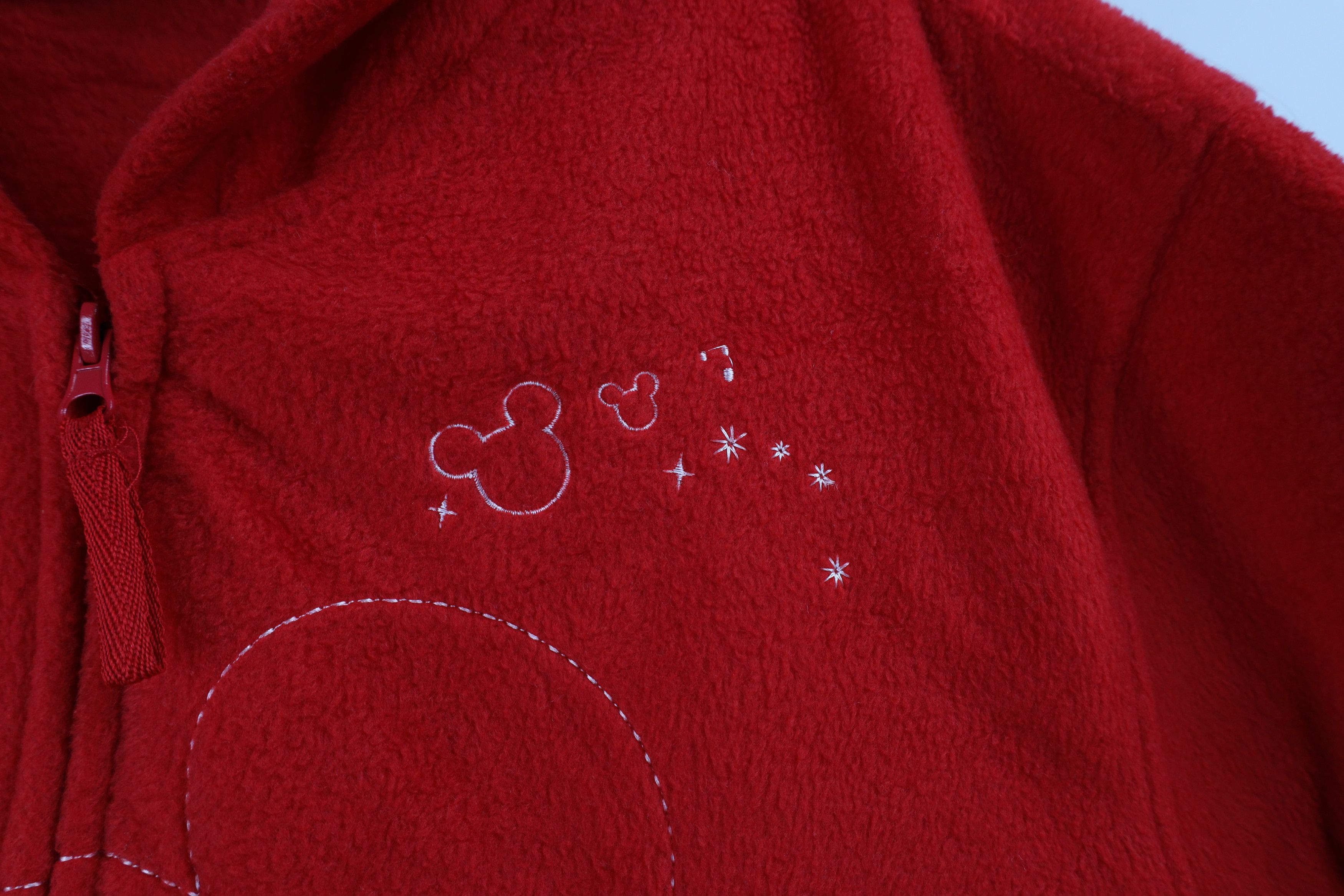 Disney × Vintage Vintage 90s Disney Mickey Mouse Full Zip Fleece Hoodie Red Size 3XL / US 20-22 - 5 Thumbnail
