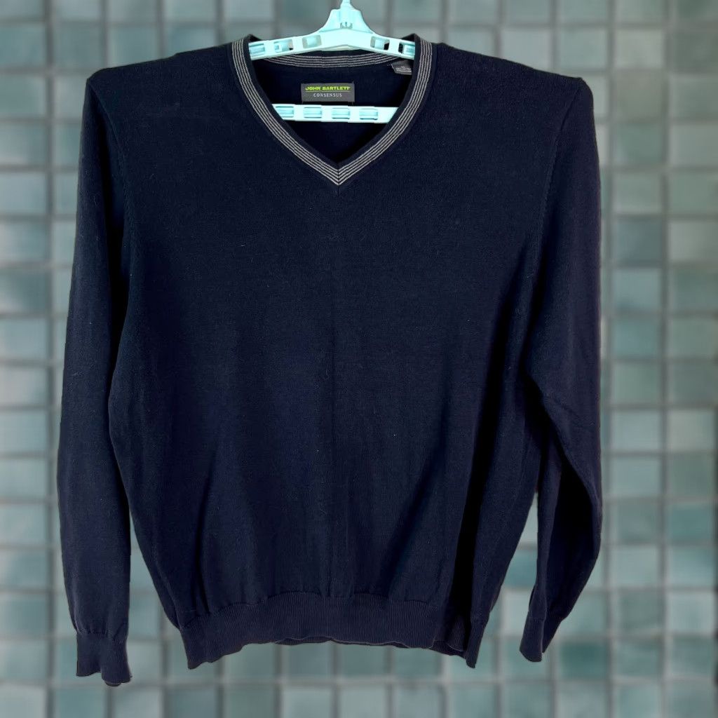 Vintage John Bartlett Consensus Mens V-Neck Long Sleeves Blue Pullover Sweater XL Size US XL / EU 56 / 4 - 1 Thumbnail