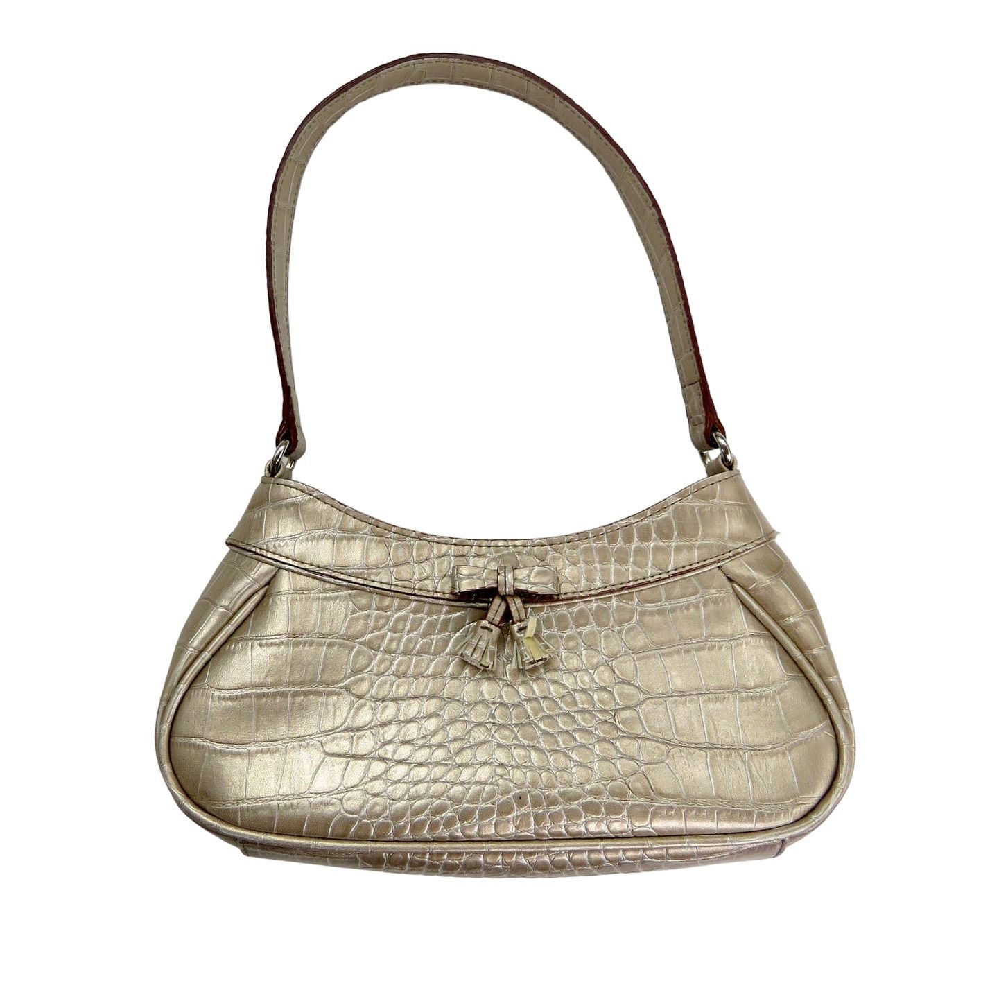 Vintage Liz Claiborne Gold Leather Baguette Bag Y2K Mini Bag, Women's