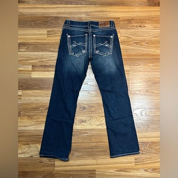 Rock 47 Wrangler Mens Thick Stitch Western Boot Cut Jeans in Blue (Size 32)