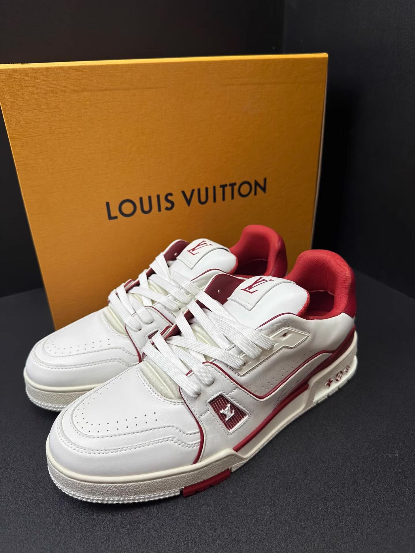 Louis Vuitton Louis Vuitton Trainer Red & White Ｑ20 Size US 8.5 / EU 41-42 - 1 Thumbnail