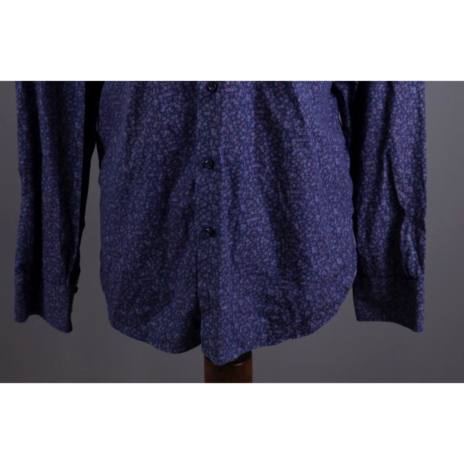 Vintage Camiceria Partenopea Blue Floral Long Sleeve Shirt L Men Button-Up Dress Shirt Size 42R - 2 Thumbnail