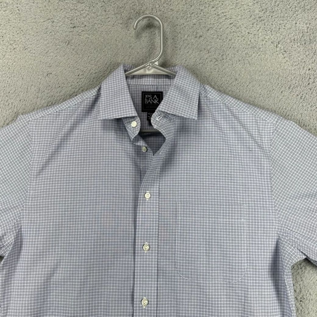 Jos. A. Bank Jos. A. Bank Shirt Mens 15-35 Traveler Blue Plaid Dress Tailored Fit Button Up Shirt Size 40R - 2 Thumbnail