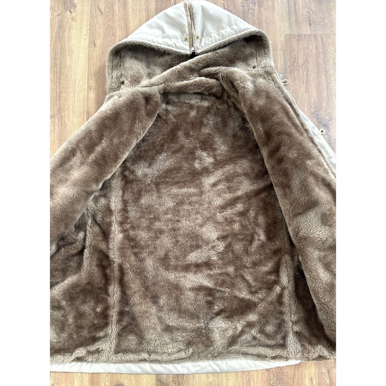 Vintage Vtg Rancher Western Cowboy Mens Jacket Coat Parka Lined 1970s Beige 38 Long Outdoor Outdoorsy Turndown Button Zip Cotton ACrilan Size US XXS / EU 40 - 3 Thumbnail