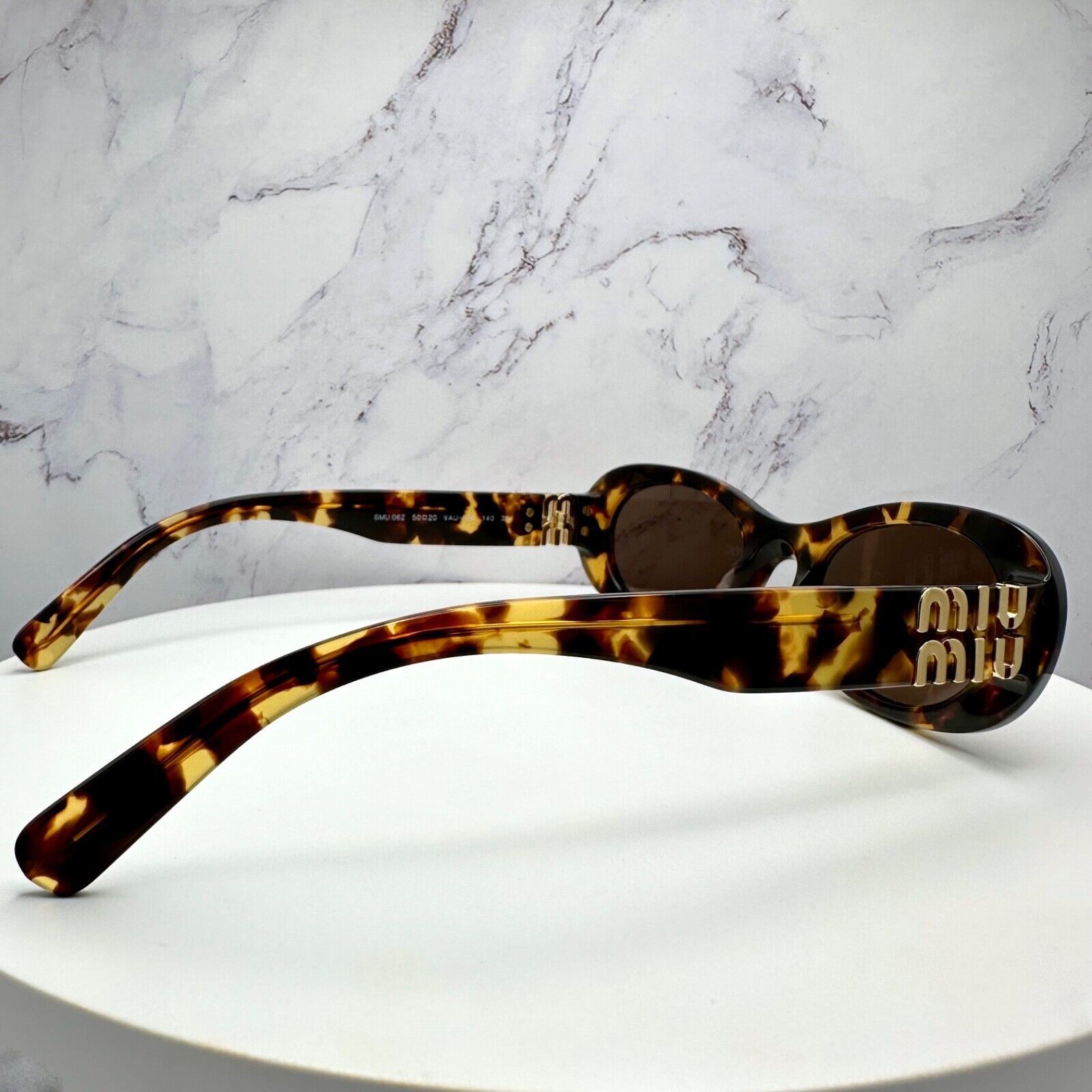 Miu Miu NEW MIU MIU Sunglasses Brown Oval Gold Size ONE SIZE - 4 Thumbnail