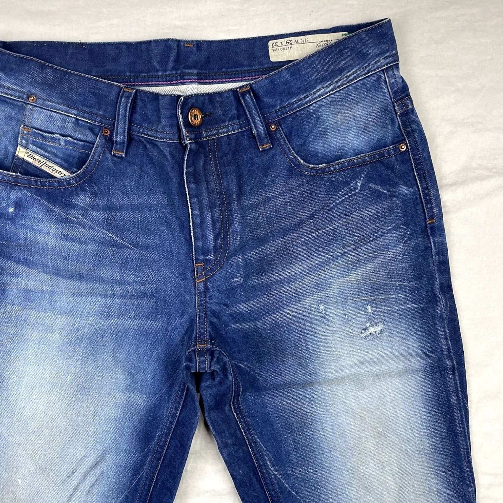 Diesel Diesel Jeans 29X32 Faithlegg Regular Straight Denim 0811P Womens Jeans Blue 5-Pocket Logo Zipper Embroidered Comfort Stretch Size 29" - 6 Thumbnail