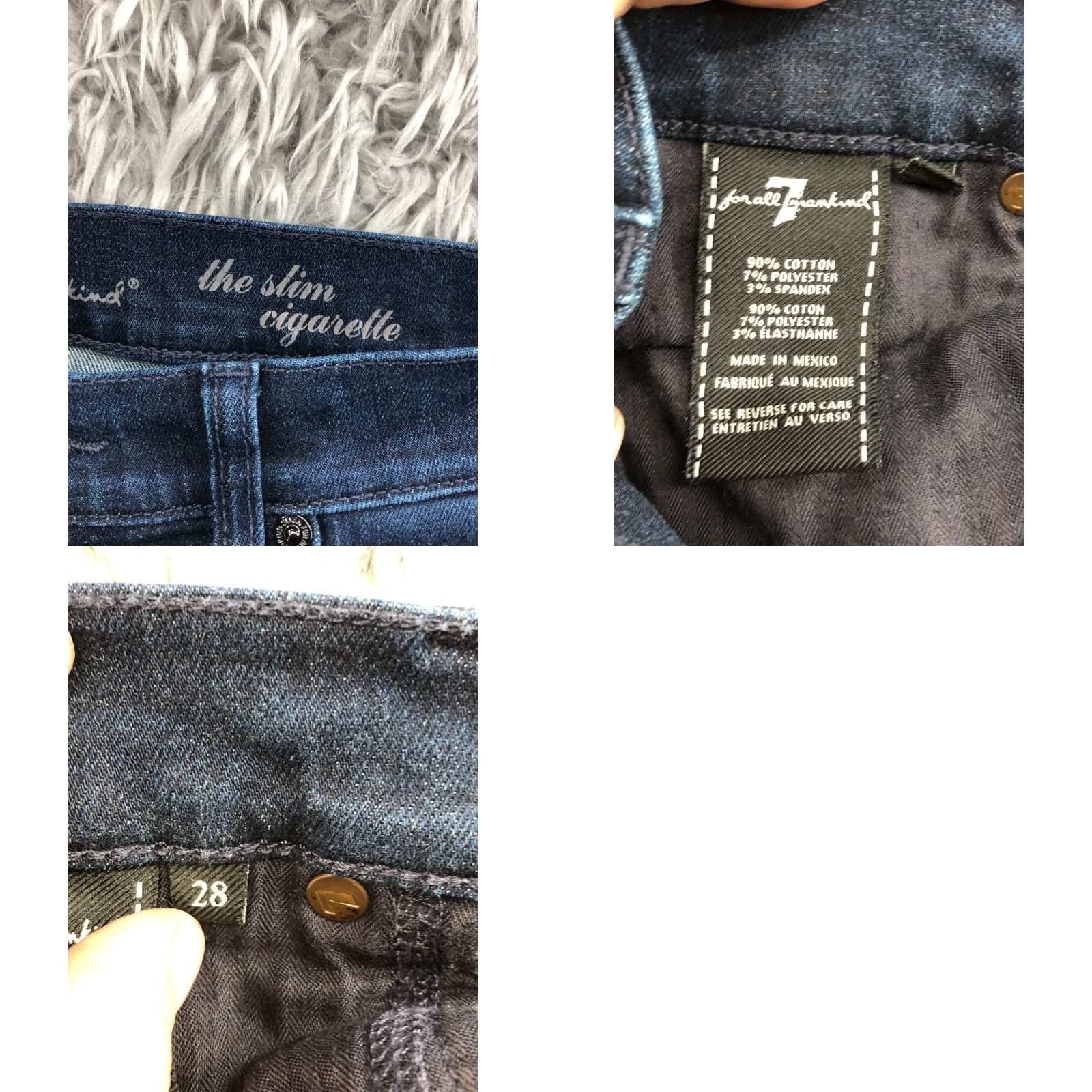 7 For All Mankind VINTAGE 7 For All Mankind Slim Cigarette Jeans 28 Womens Dark Blue Wash Skinny Denim Pants Size 28" / US 6 / IT 42 - 9 Thumbnail