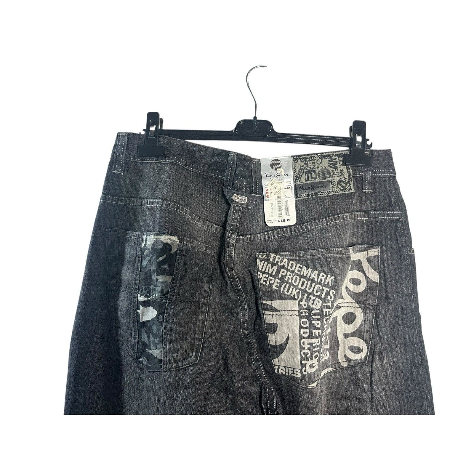 Pepe Jeans Vintage Pepe London Baggy Denim Jeans Grey Black Hip Hop 90’ Size US 36 / EU 52 - 6 Thumbnail