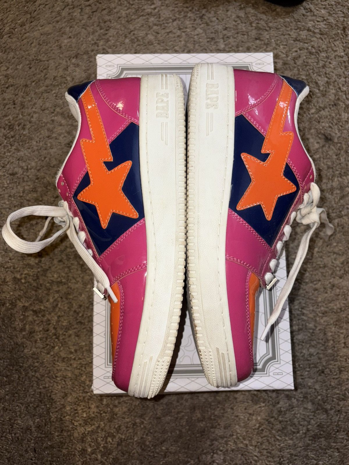 Bape Bape Bapesta Pink and Orange Size US 10.5 / EU 43-44 - 2 Thumbnail