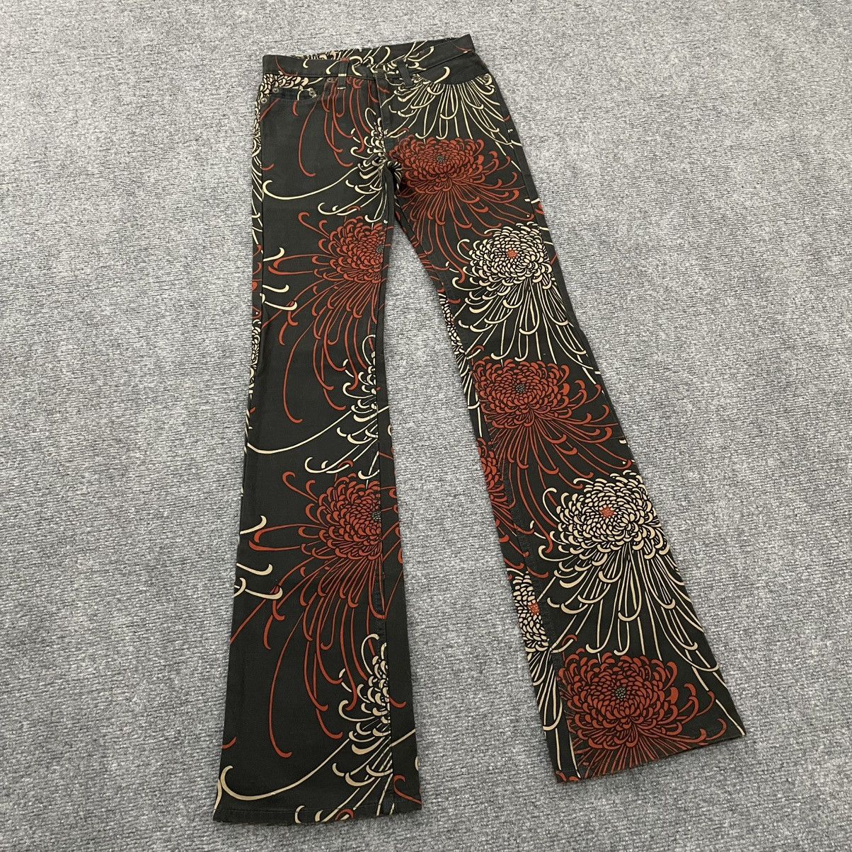 Japanese Brand Glamdy Flared Pants Floral Printed Size 22" - 2 Thumbnail