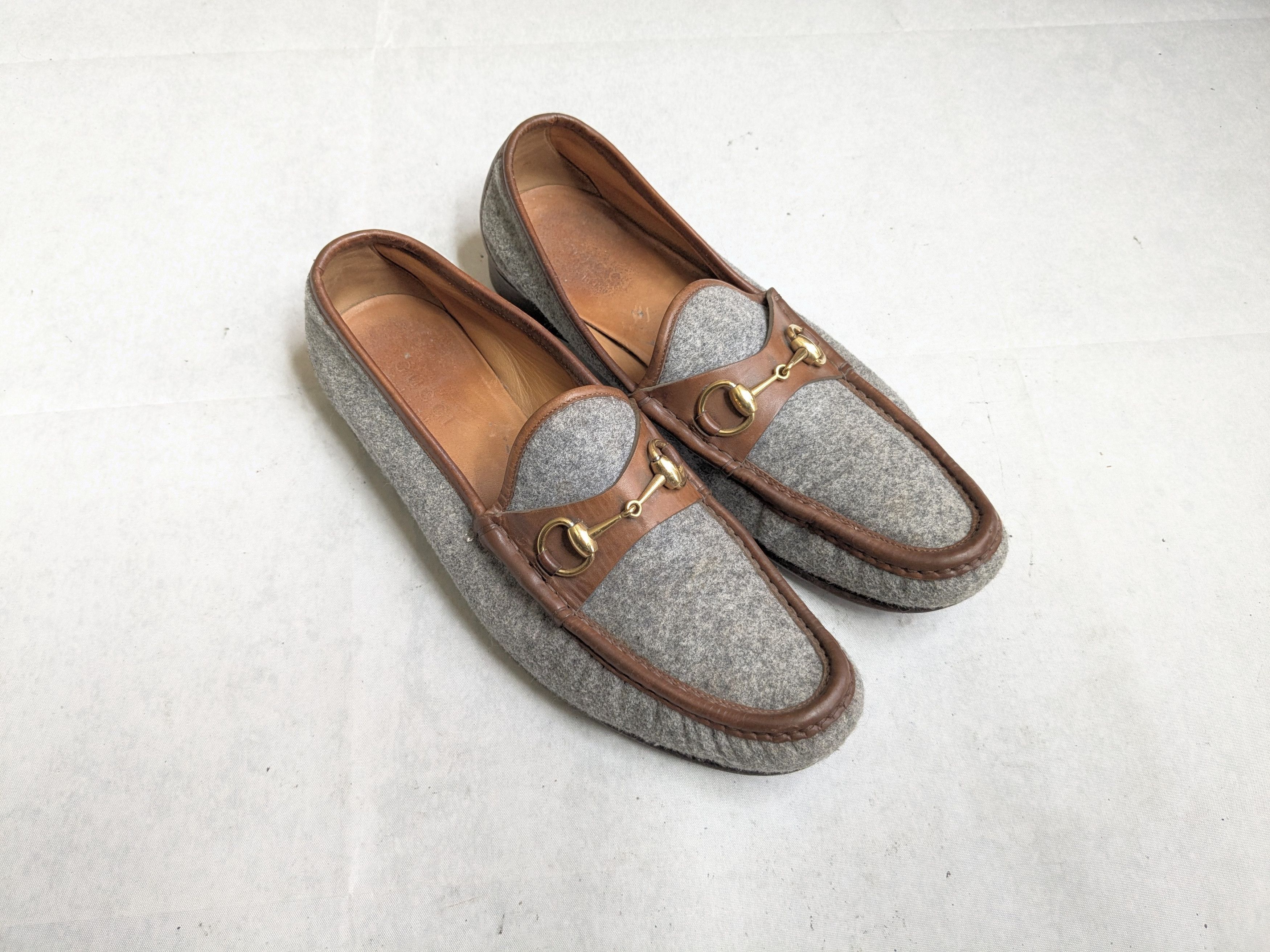 Gucci Gucci Horsebit Loafers Brown Leather Gray Wool 10 Size US 10 / EU 43 - 1 Thumbnail