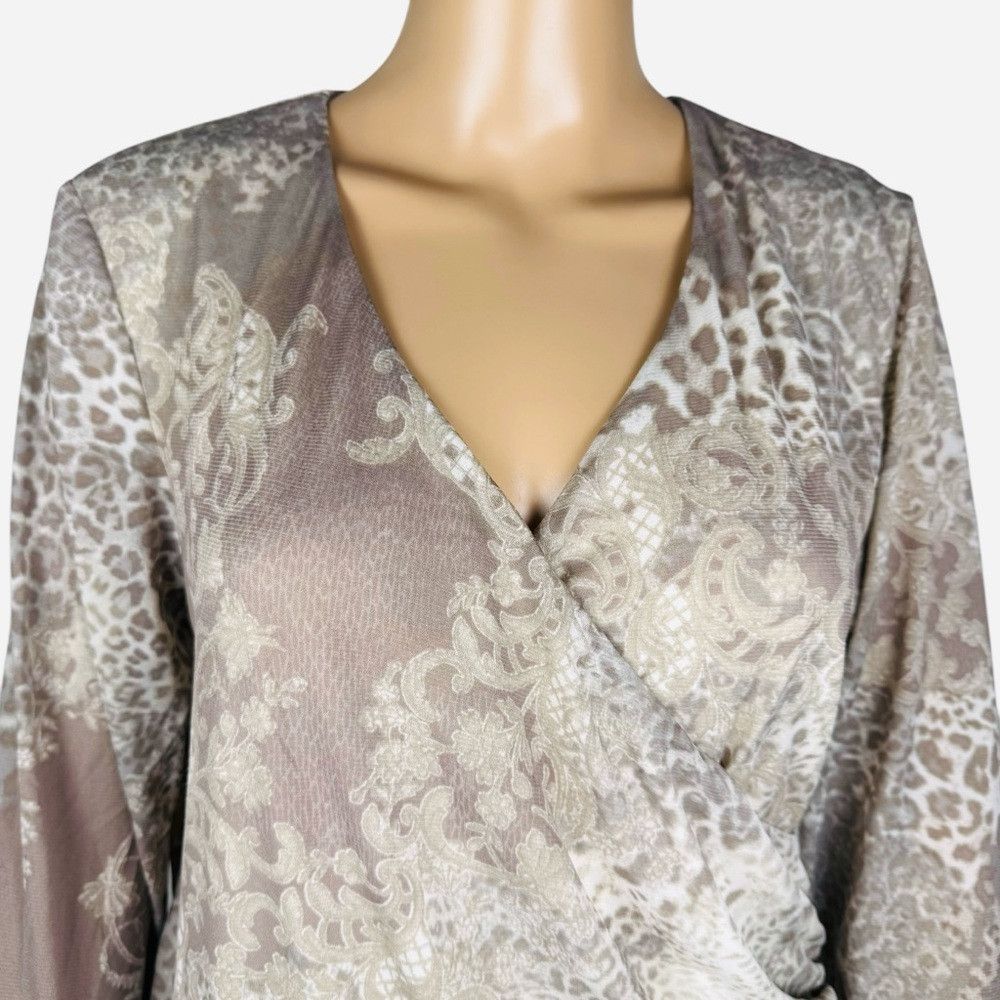 Chicos Easywear By Chico's Animal Print V-Neck Wrap Blouse Size 2 Size L / US 10 / IT 46 - 2 Thumbnail